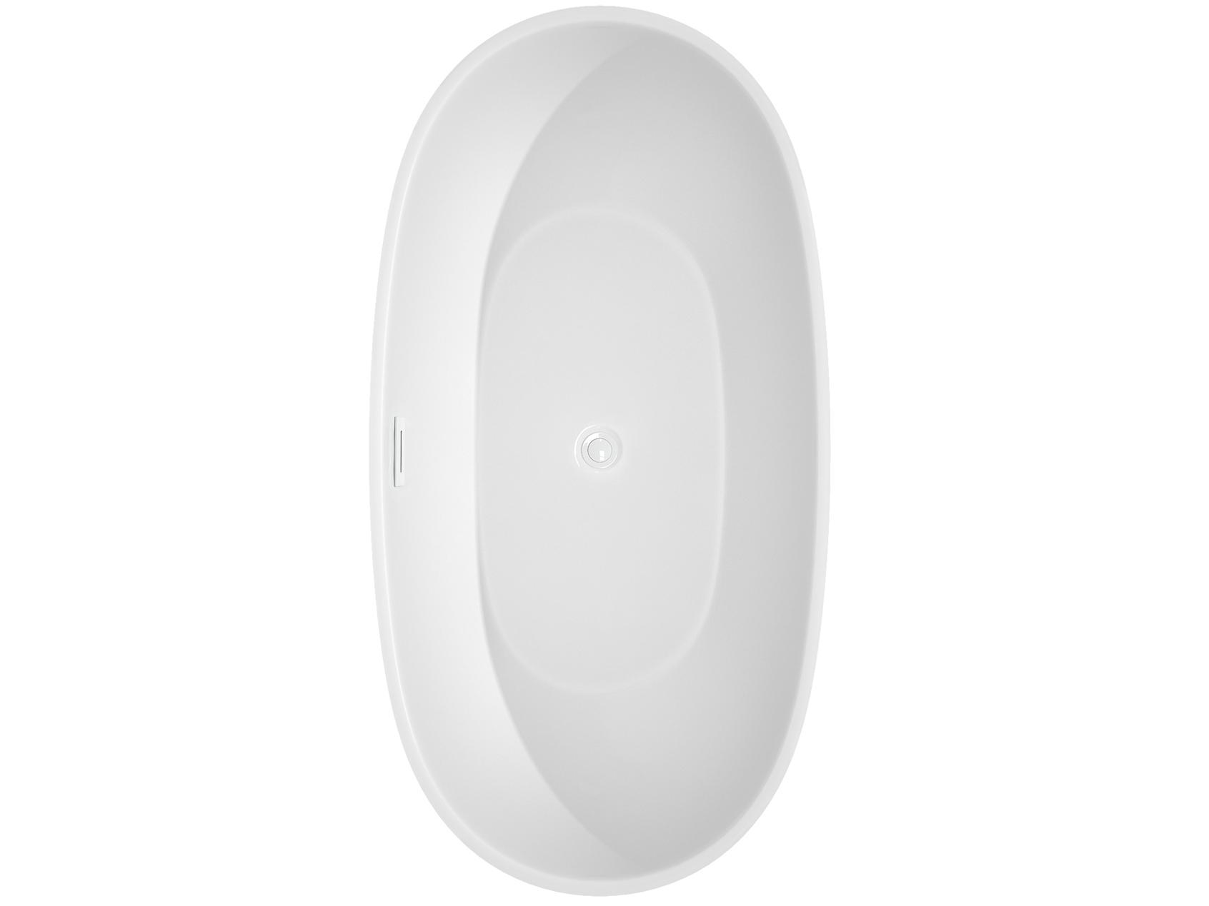 Wyndham Collection Juno White Bathtub with Shiny White Trim and Floor Mounted Faucet