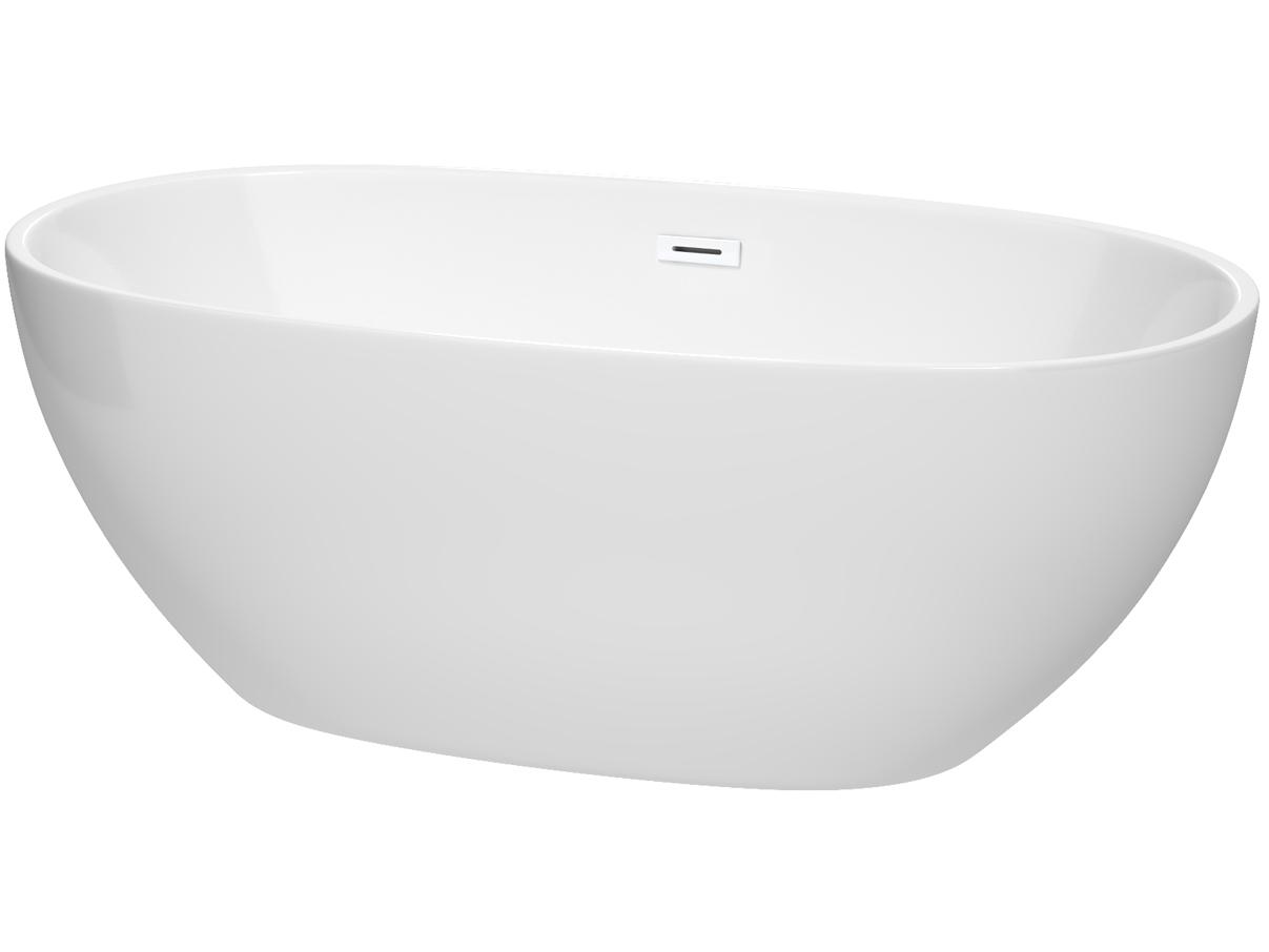 Wyndham Collection Juno White Bathtub with Drain and Overflow