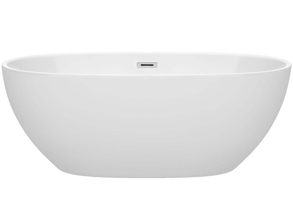 Wyndham Collection Juno White Bathtub with Drain and Overflow