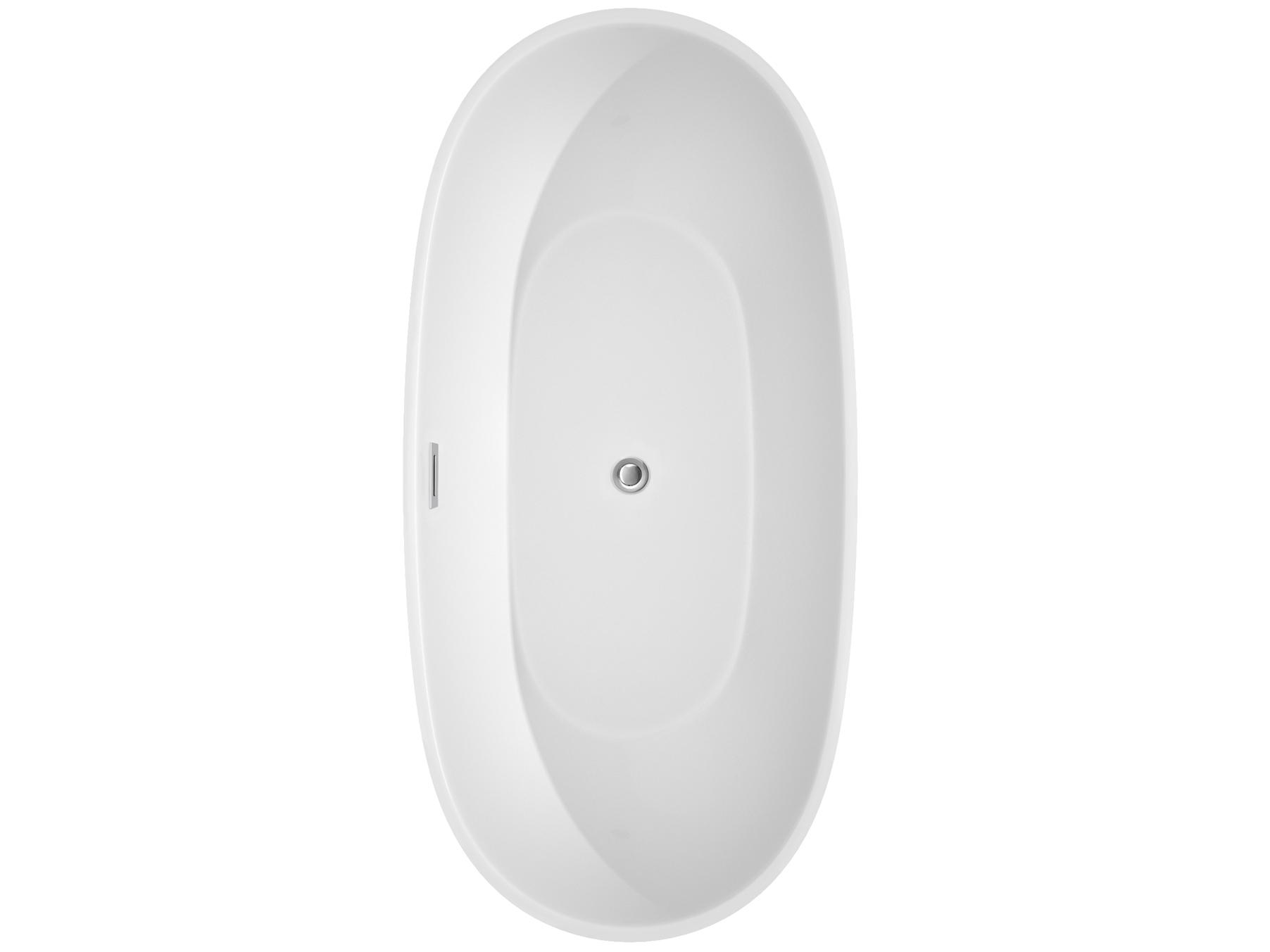 Wyndham Collection Juno White Bathtub with Polished Chrome Trim and Floor Mounted Faucet