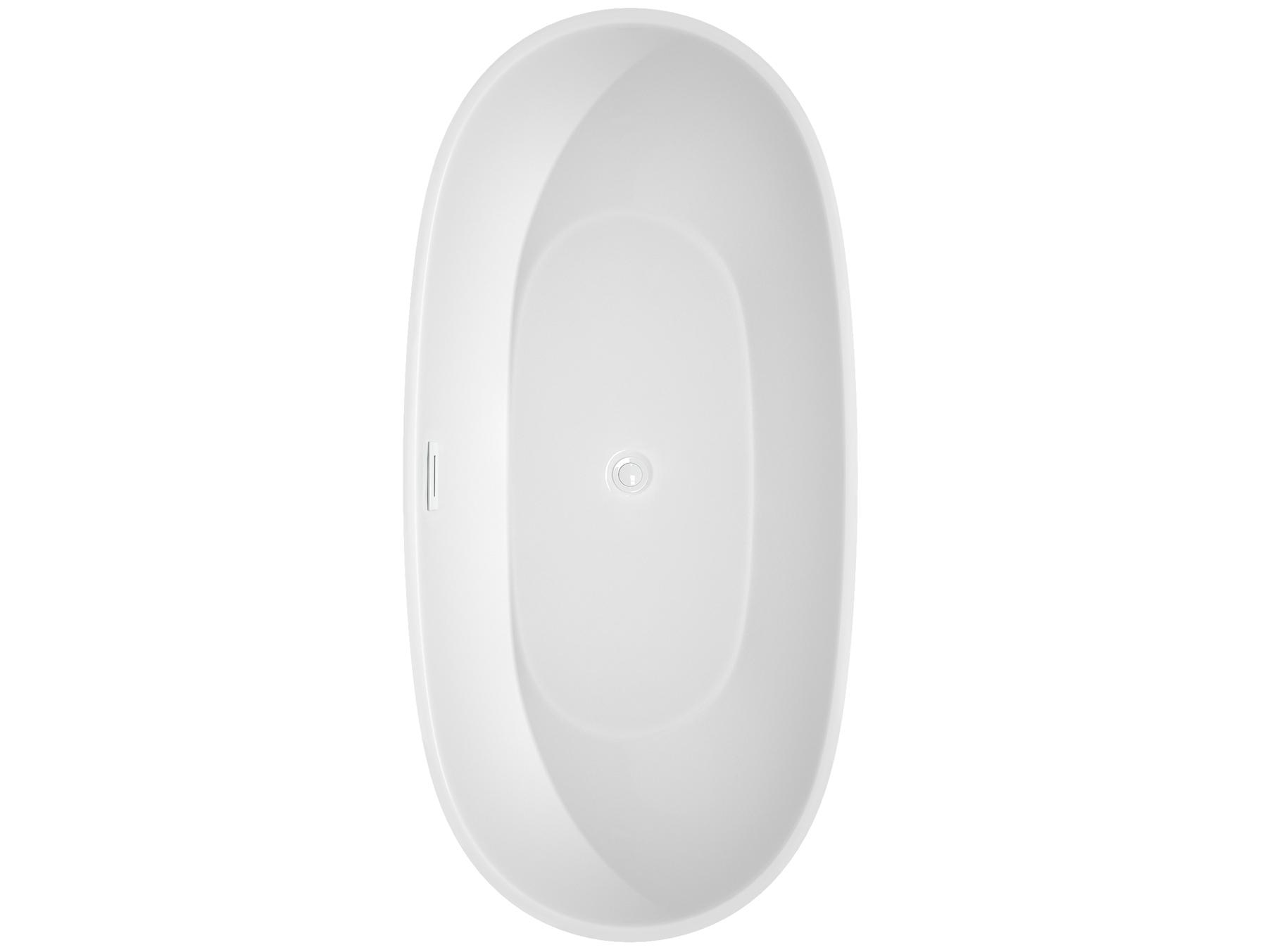 Wyndham Collection Juno White Bathtub with Shiny White Trim and Floor Mounted Faucet