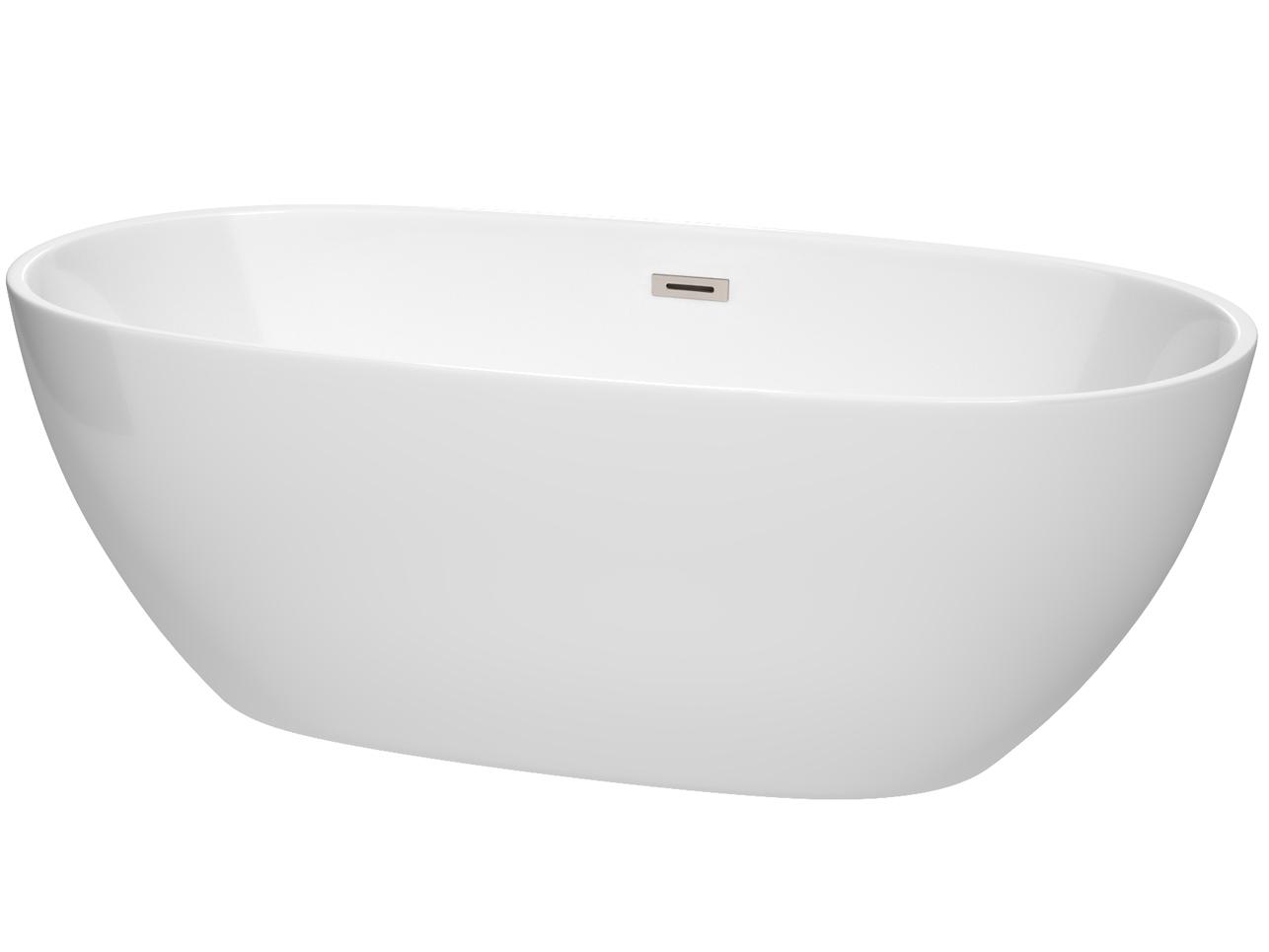 Wyndham Collection Juno White Bathtub with Drain and Overflow