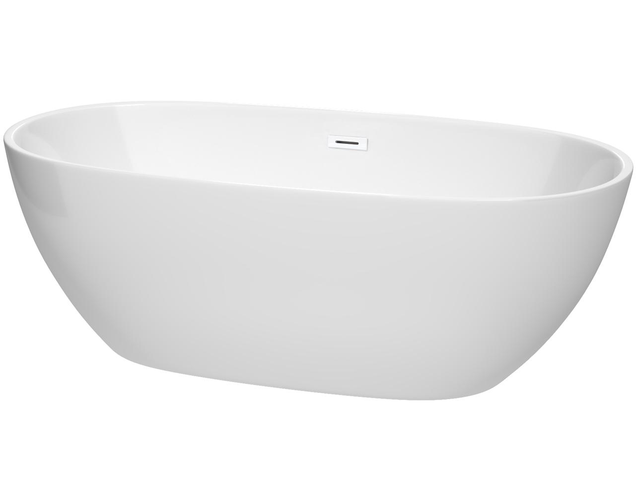 Wyndham Collection Juno White Bathtub with Drain and Overflow