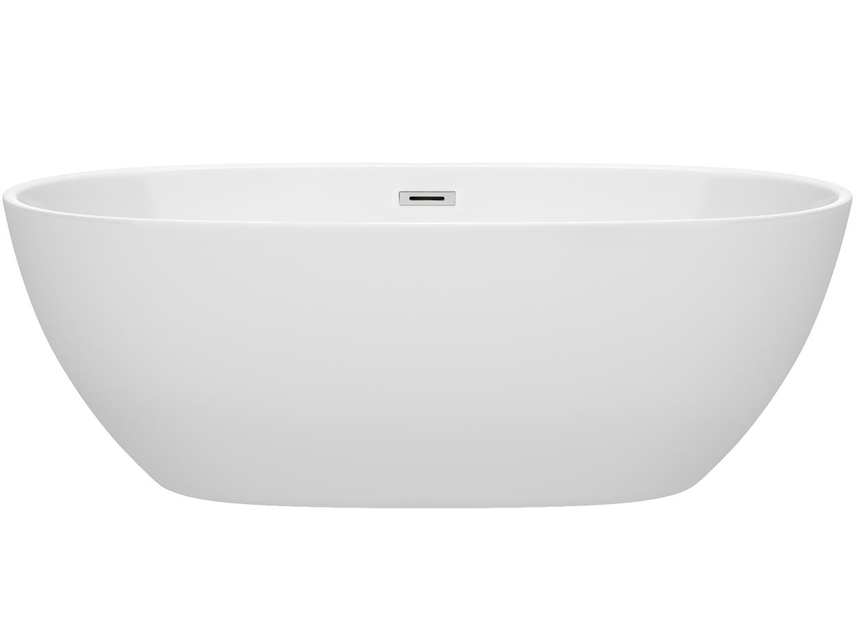 Wyndham Collection Juno White Bathtub with Drain and Overflow