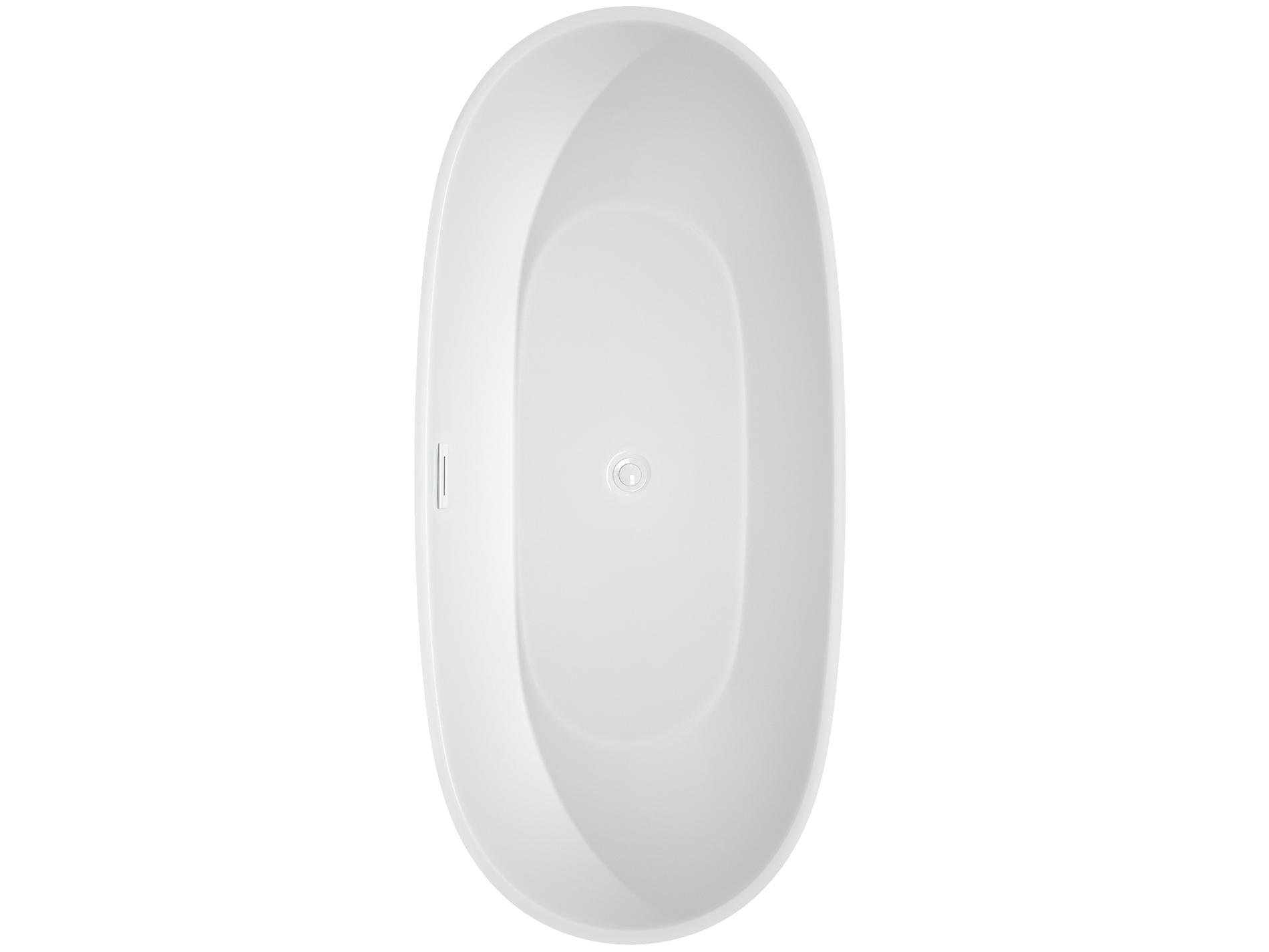 Wyndham Collection Juno White Bathtub with Shiny White Trim and Floor Mounted Faucet