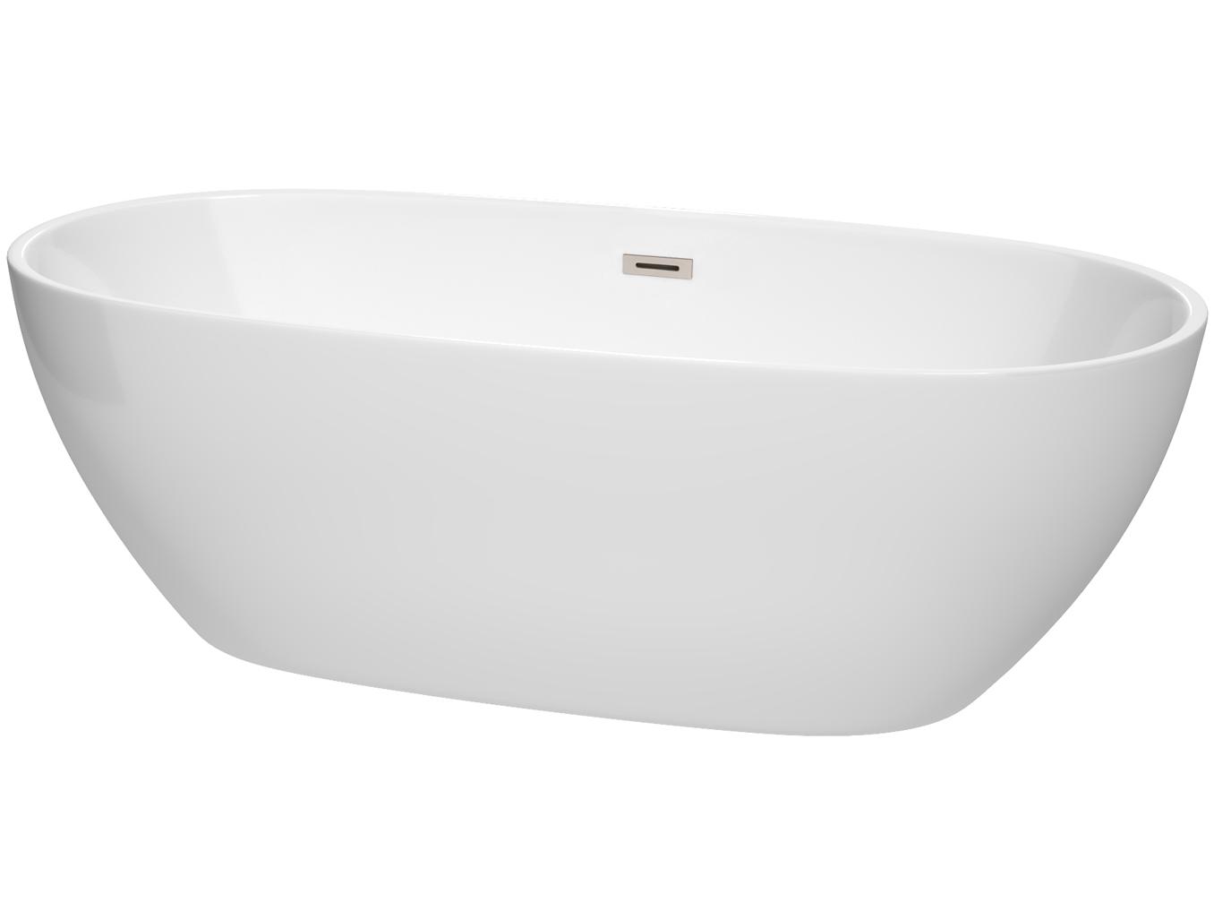 Wyndham Collection Juno White Bathtub with Drain and Overflow