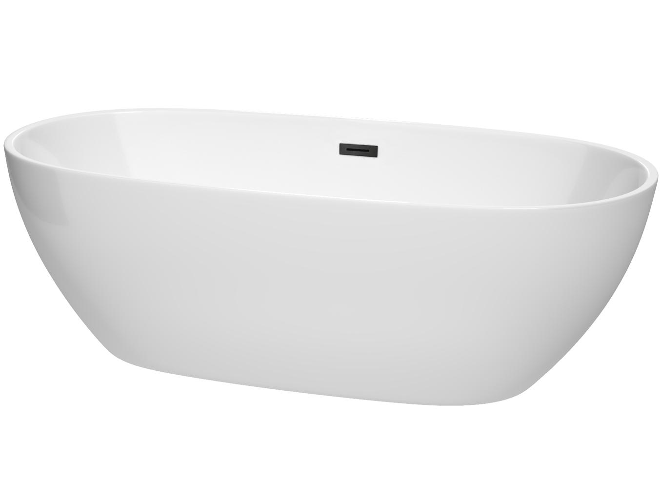 Wyndham Collection Juno White Bathtub with Drain and Overflow