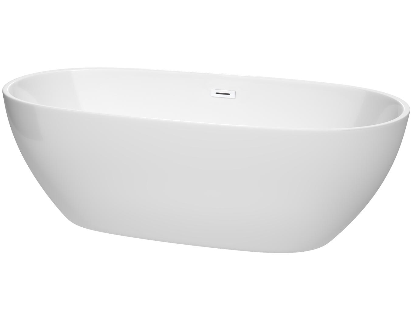 Wyndham Collection Juno White Bathtub with Drain and Overflow