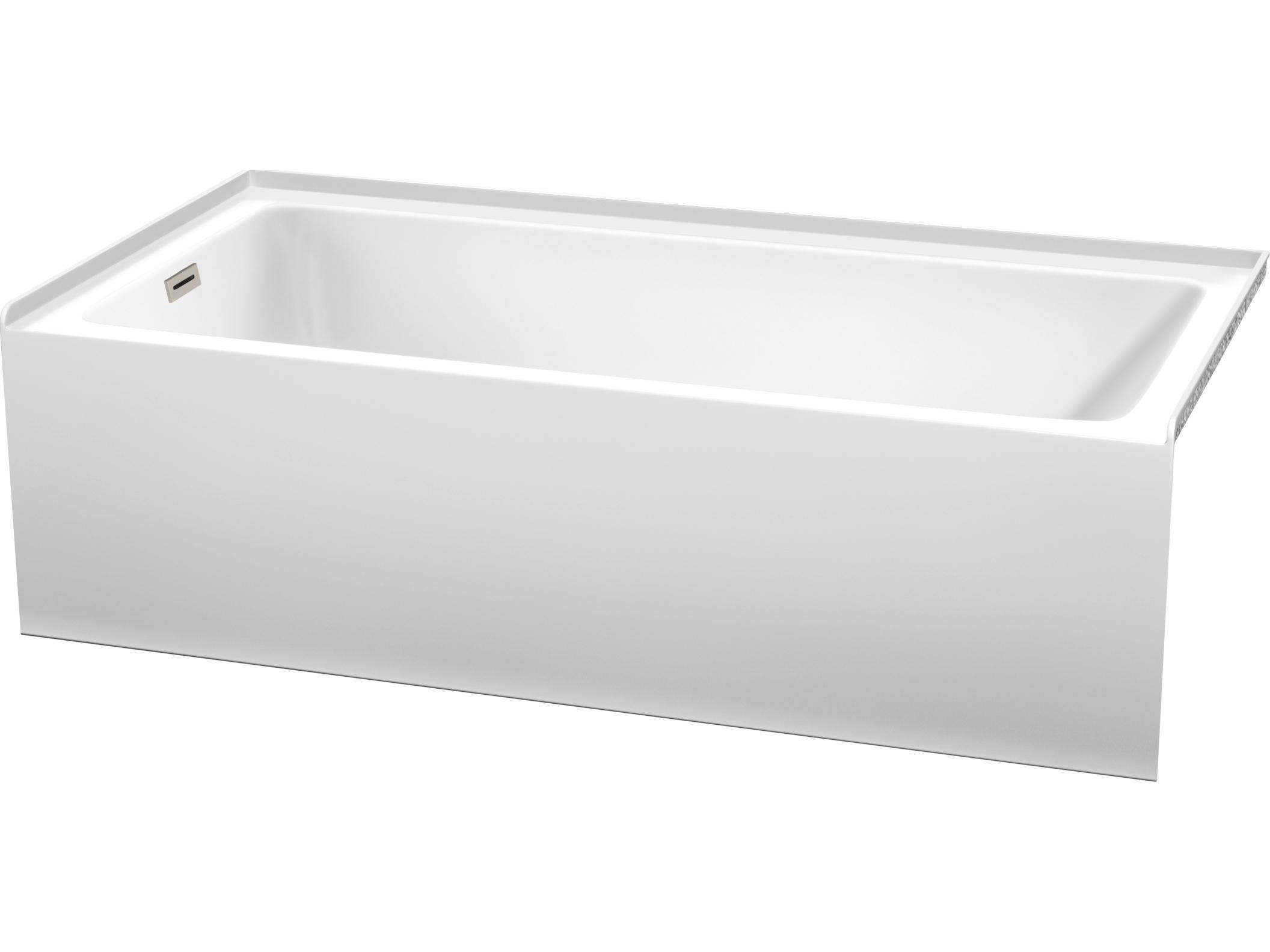 Wyndham Collection Grayley White Bathtub with Left-Hand Drain and Overflow Trim