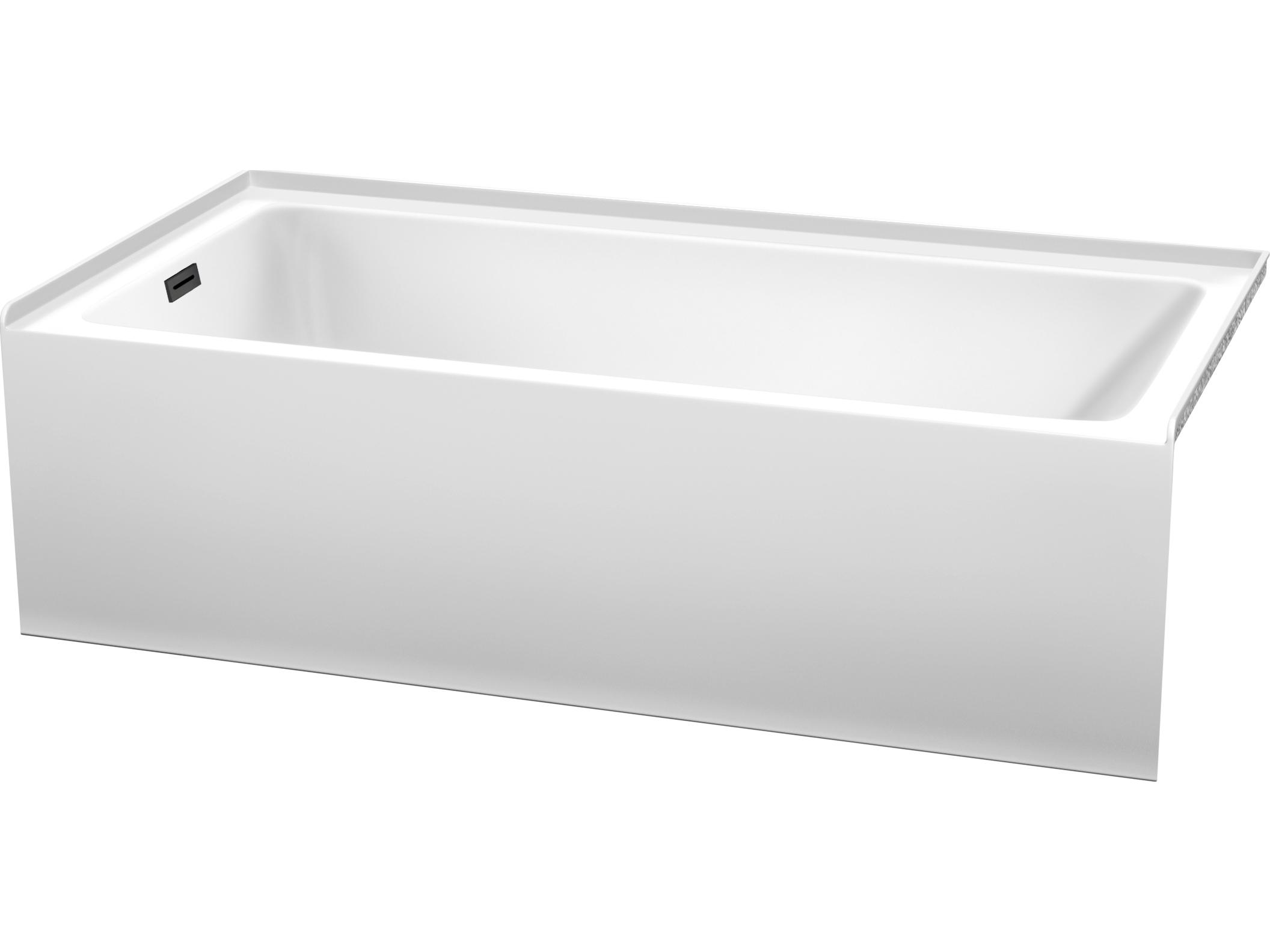 Wyndham Collection Grayley White Bathtub with Left-Hand Drain and Overflow Trim