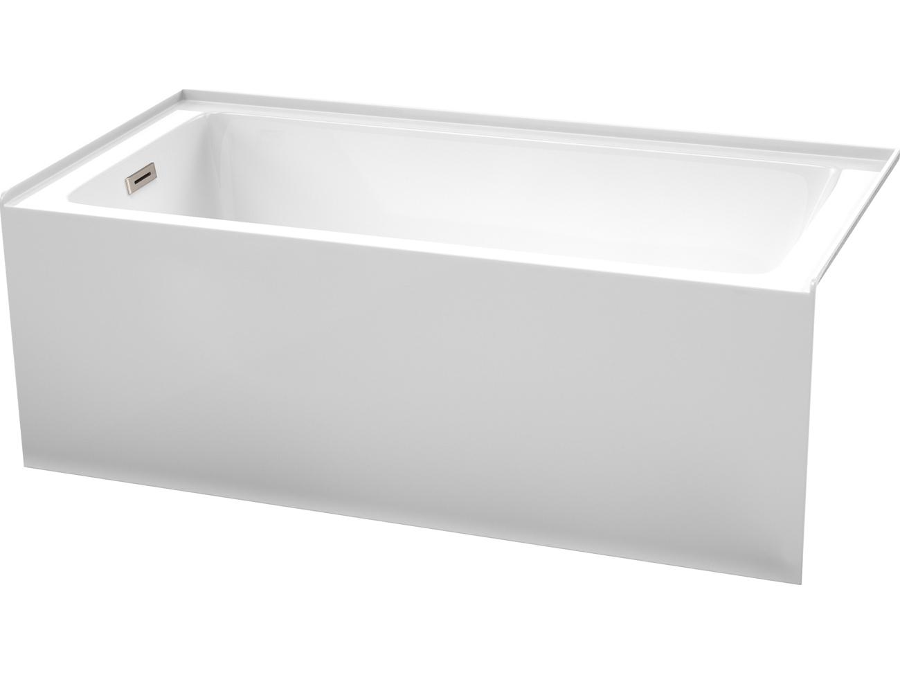 Wyndham Collection Grayley White Bathtub with Left-Hand Drain and Overflow Trim