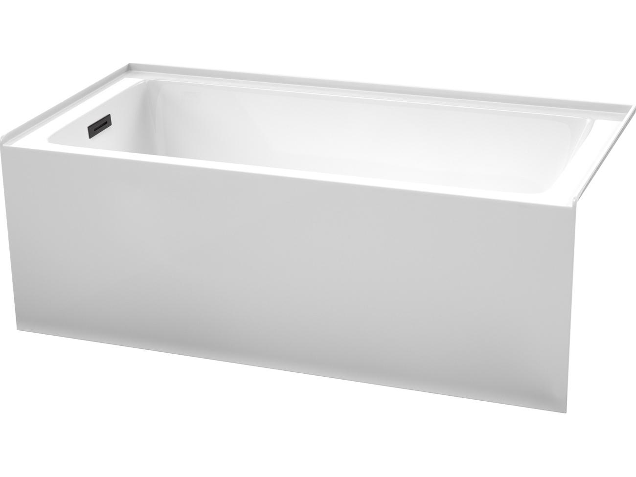 Wyndham Collection Grayley White Bathtub with Left-Hand Drain and Overflow Trim