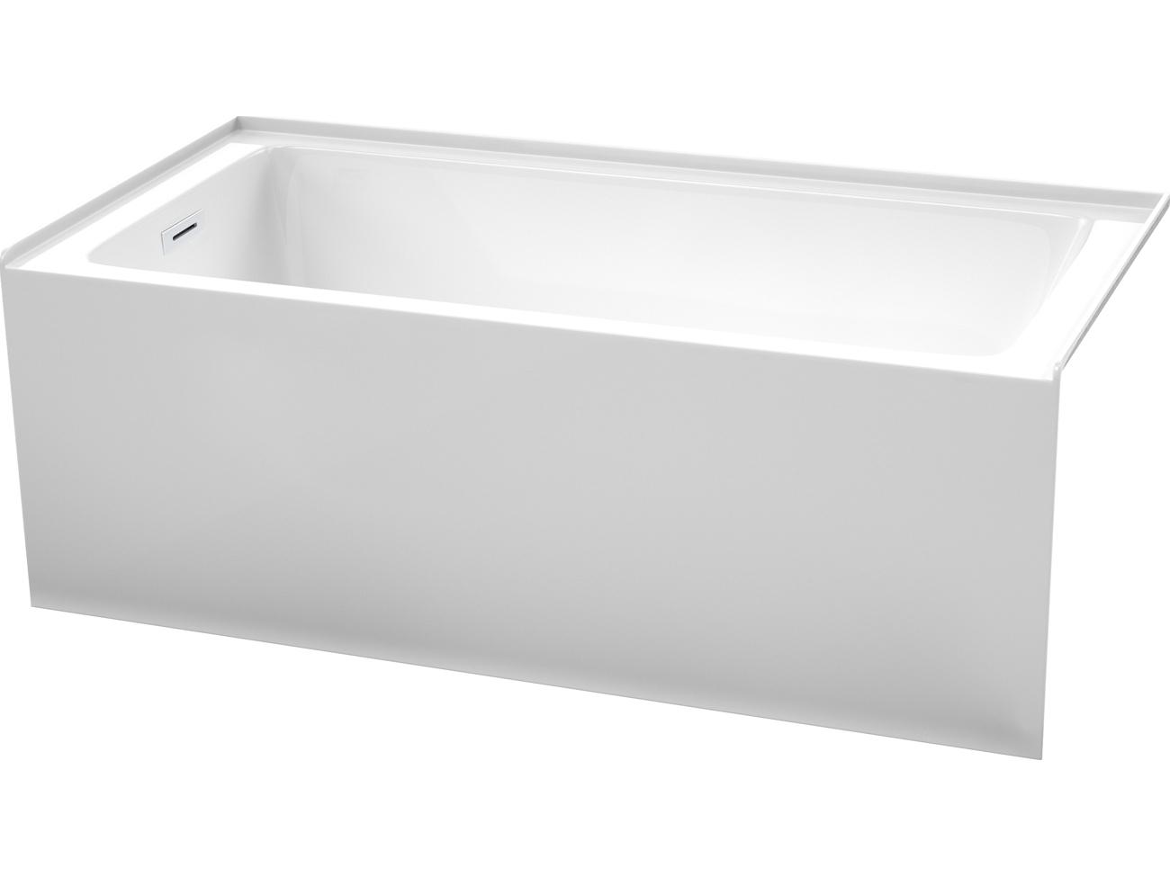 Wyndham Collection Grayley White Bathtub with Left-Hand Drain and Overflow Trim