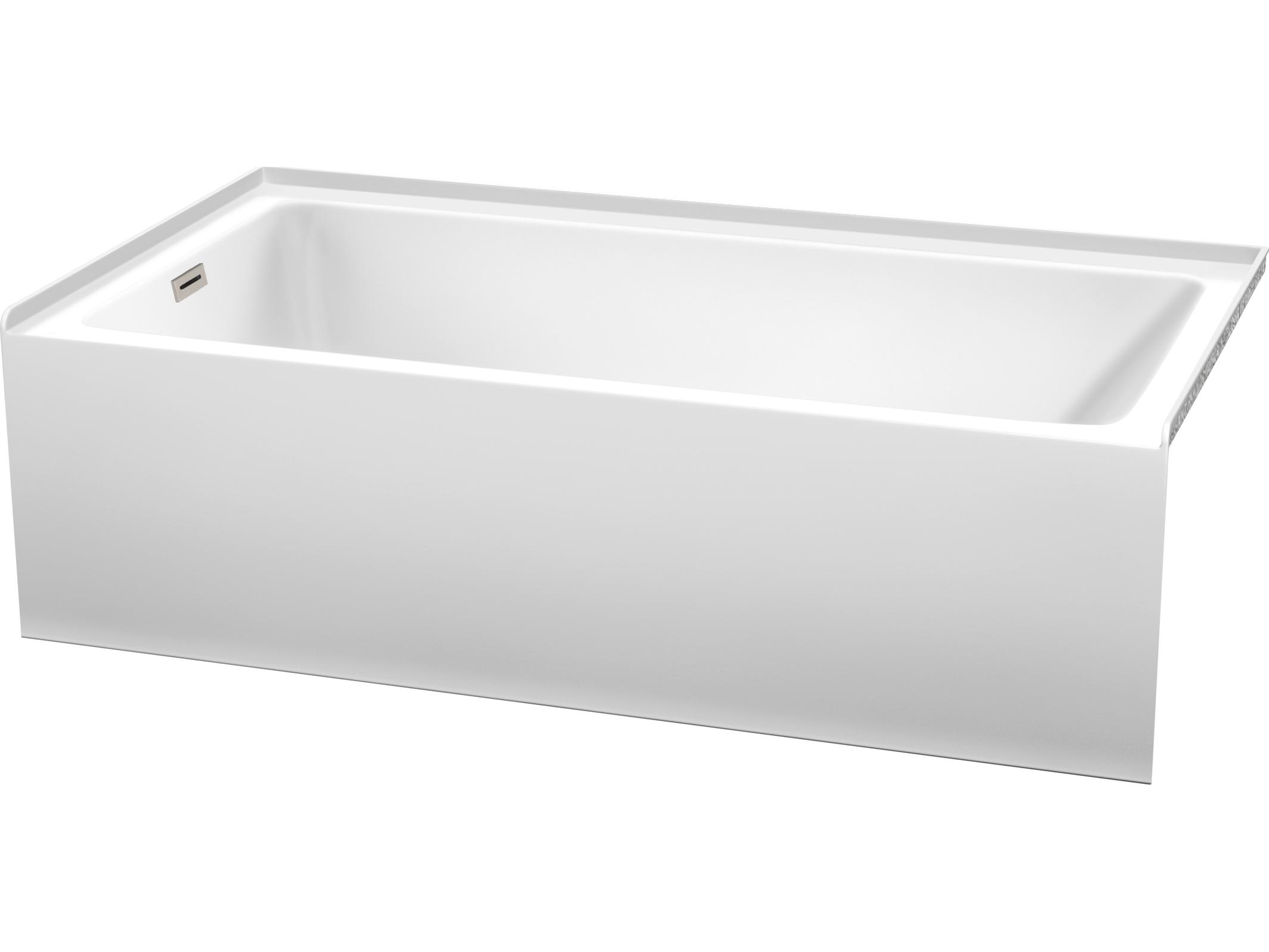 Wyndham Collection Grayley White Bathtub with Left-Hand Drain and Overflow Trim