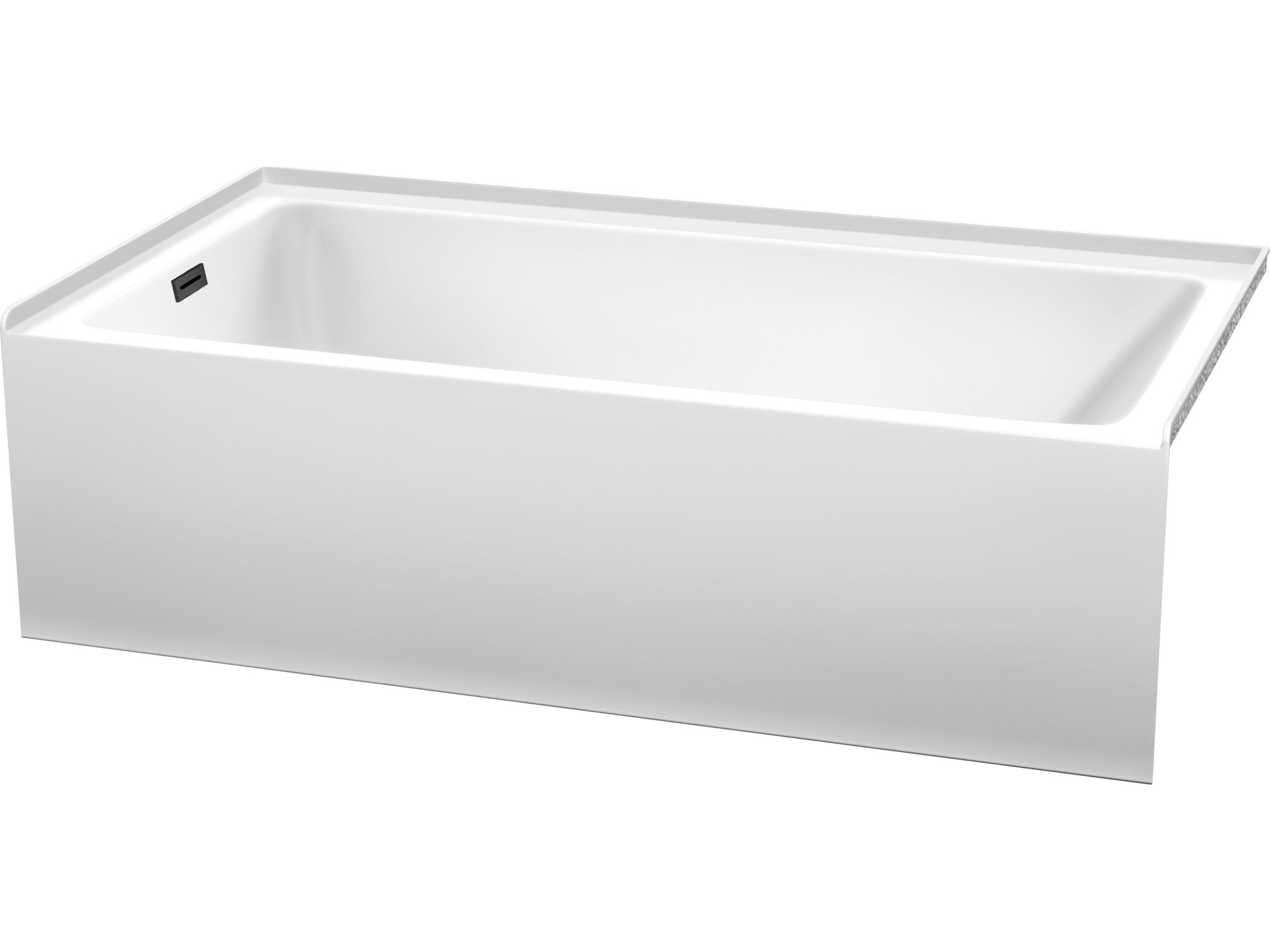 Wyndham Collection Grayley White Bathtub with Left-Hand Drain and Overflow Trim