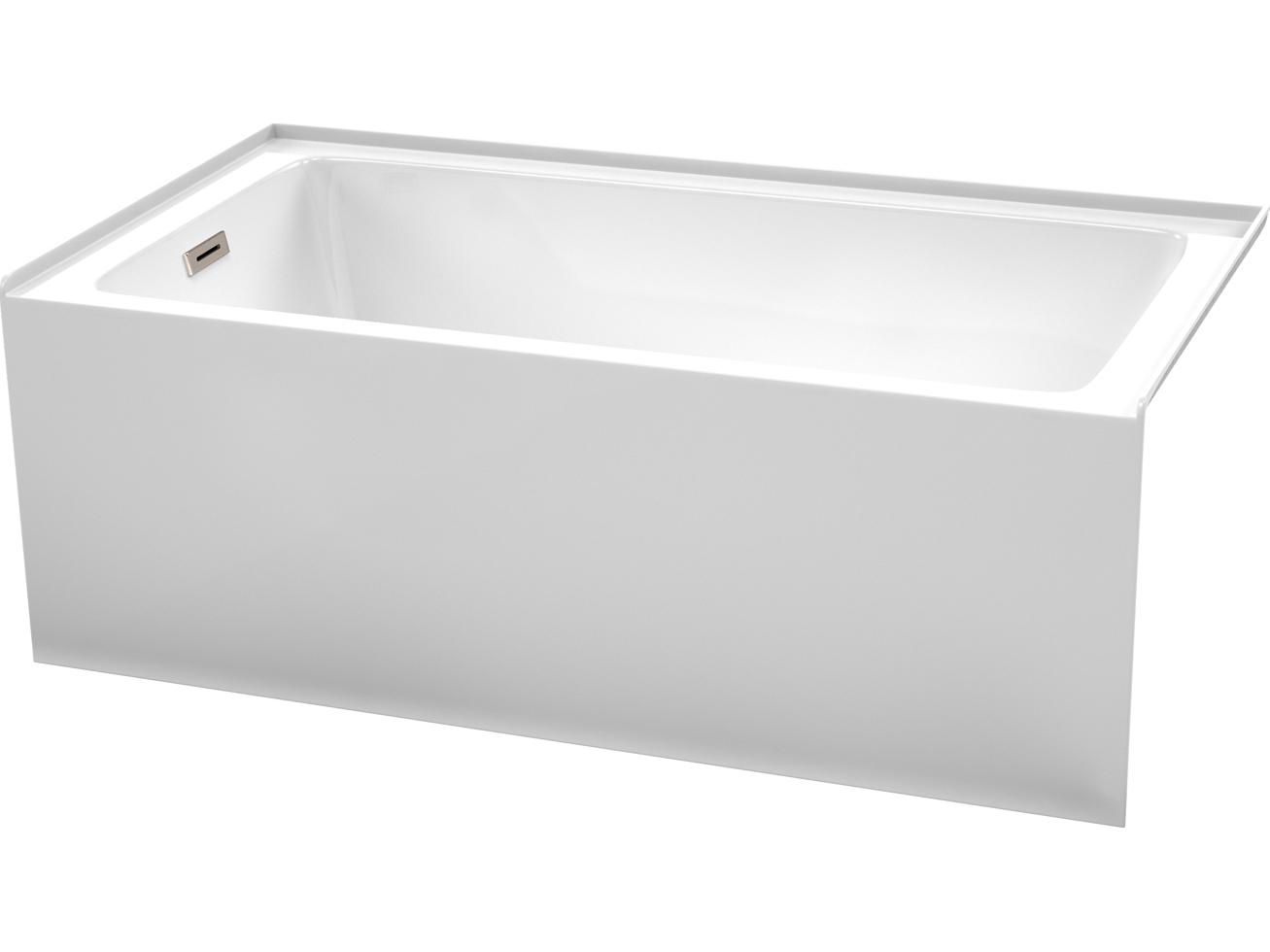 Wyndham Collection Grayley White Bathtub with Left-Hand Drain and Overflow Trim