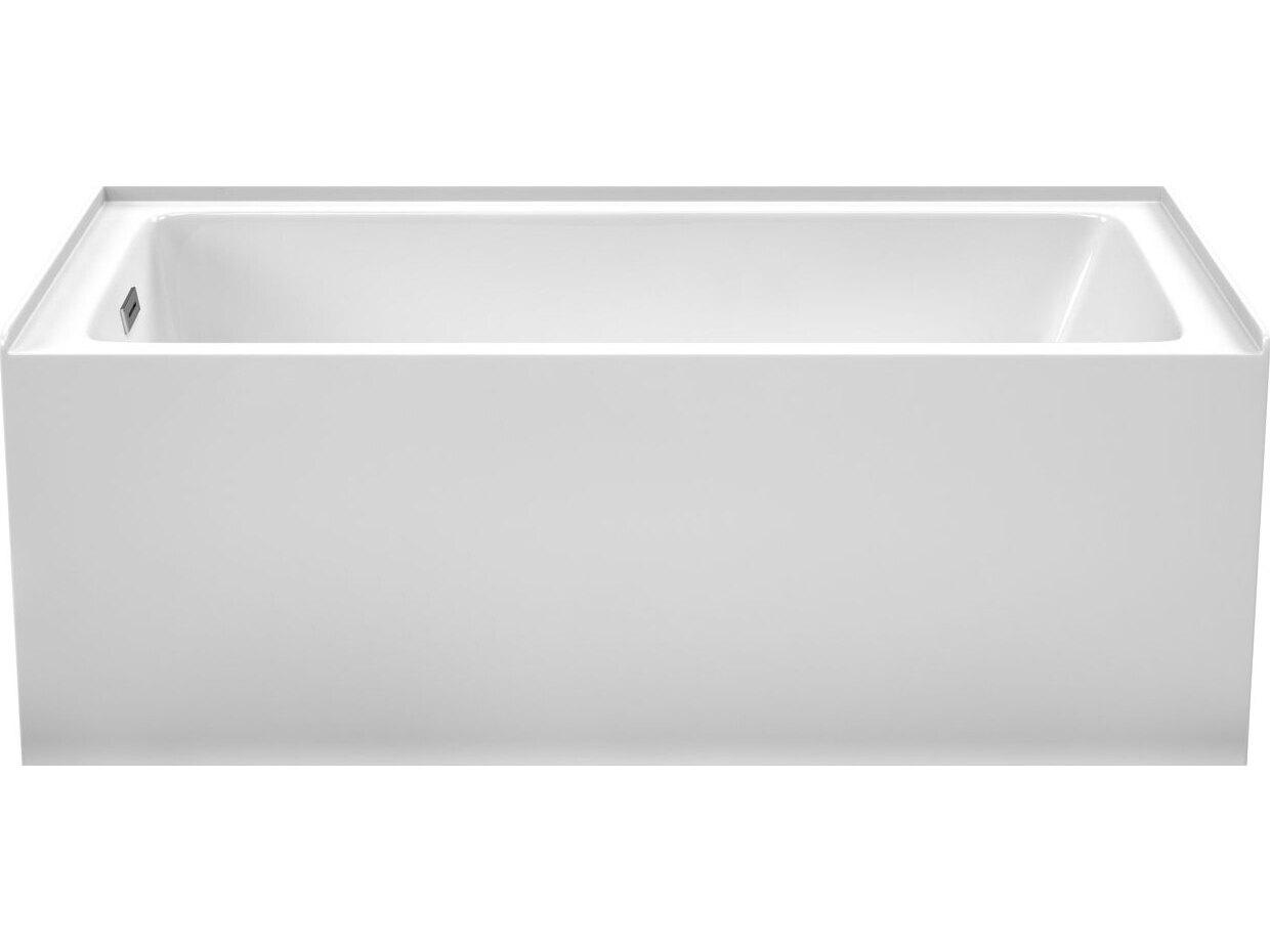 Wyndham Collection Grayley White Bathtub with Left-Hand Drain and Overflow Trim