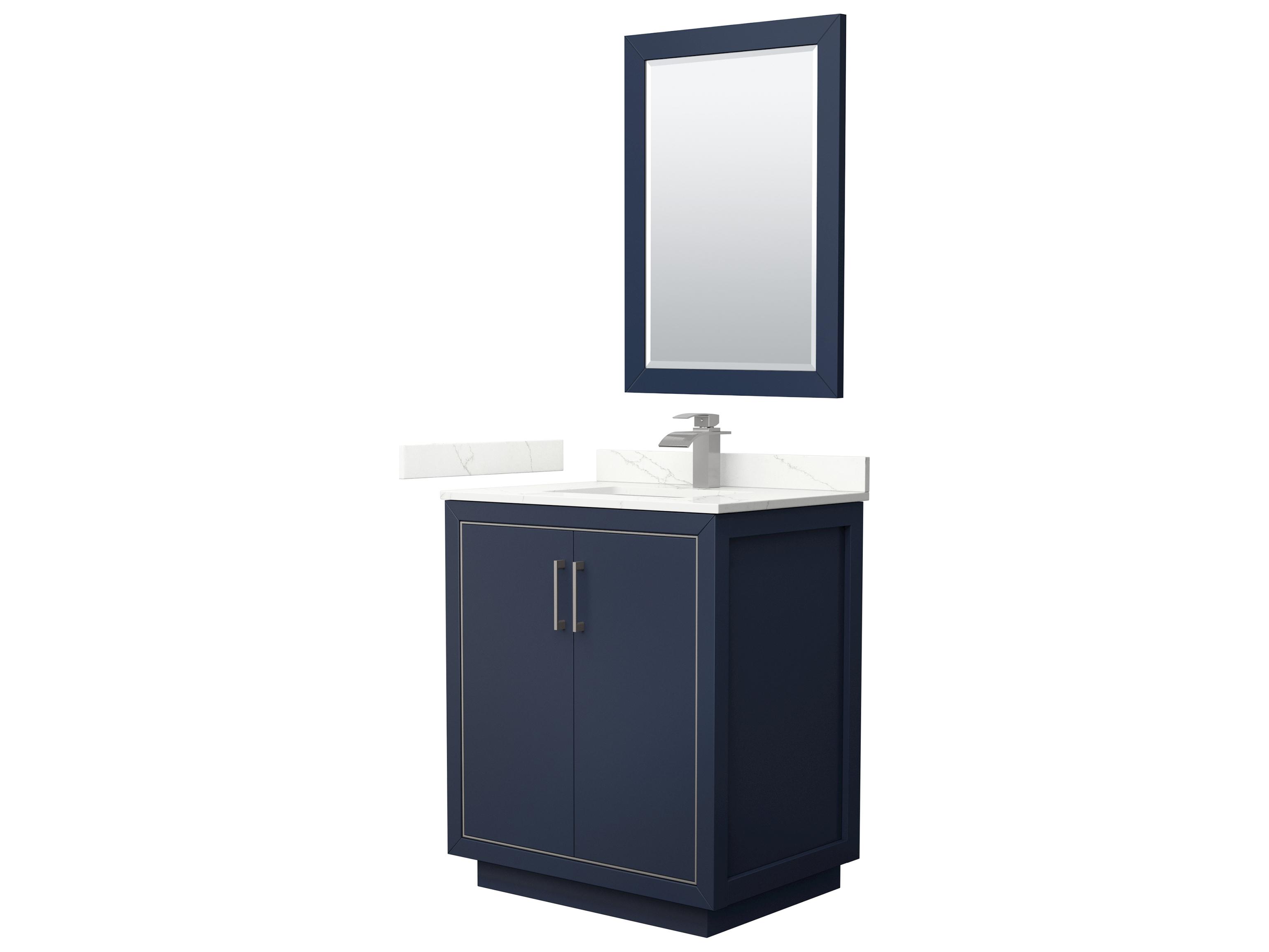 Wyndham Collection Icon 30" Dark Blue Vanity with 24" Mirror