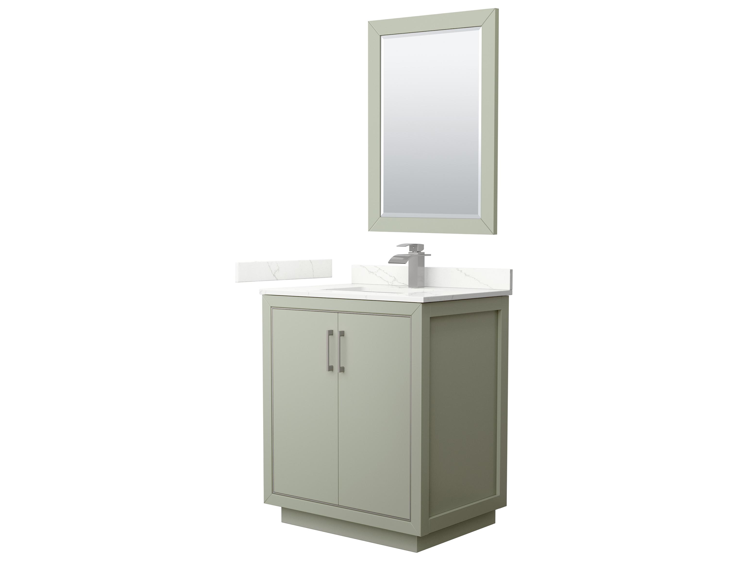 Wyndham Collection Icon 30" Light Green Vanity with 24" Mirror