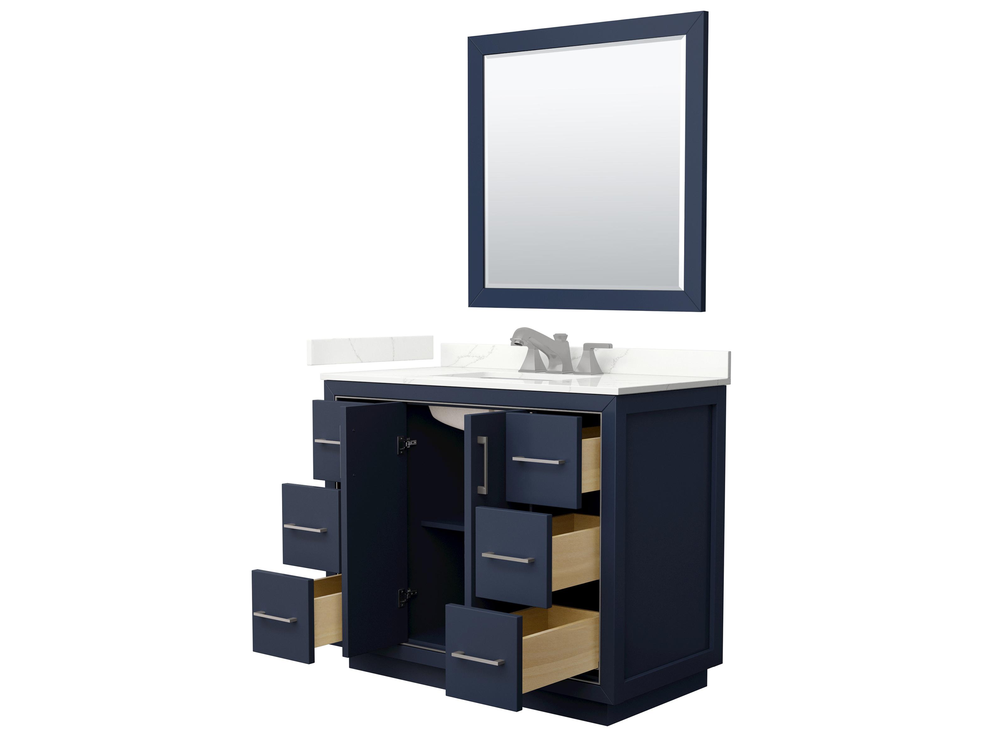 Wyndham Collection Icon 42" Dark Blue Vanity with 34" Mirror
