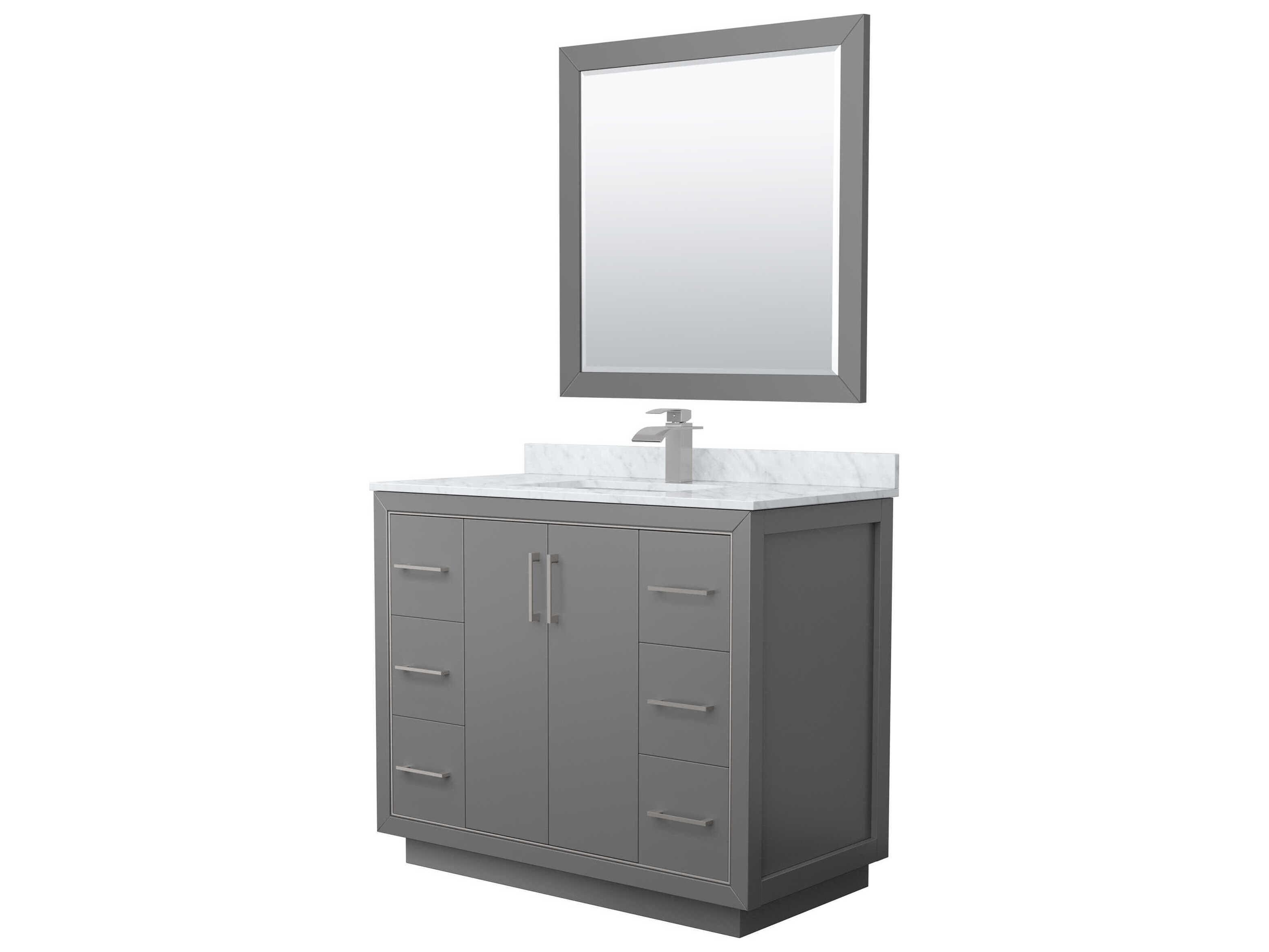 Wyndham Collection Icon 42" Dark Gray Vanity with 34" Mirror