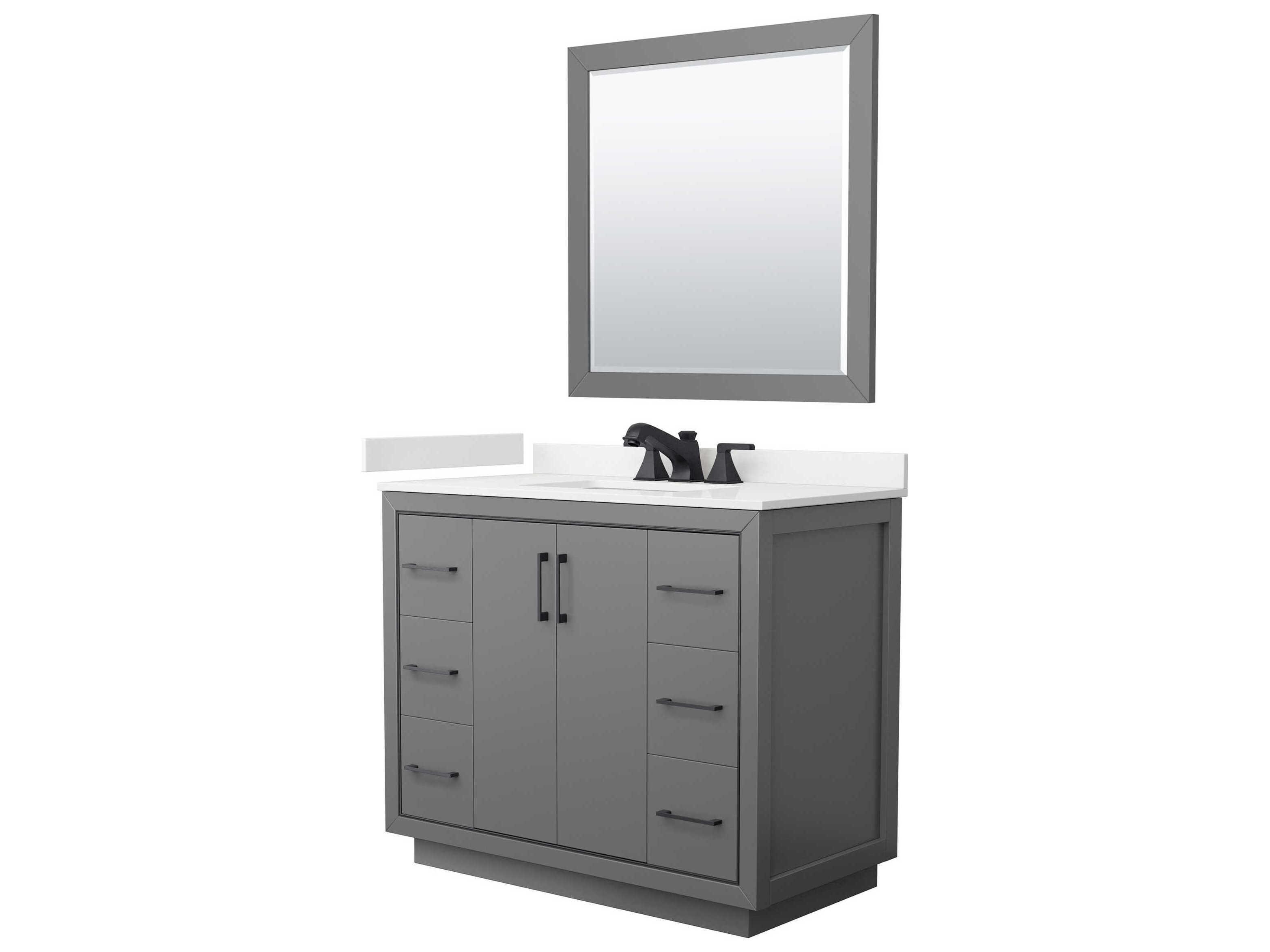 Wyndham Collection Icon 42" Dark Gray Vanity with 34" Mirror