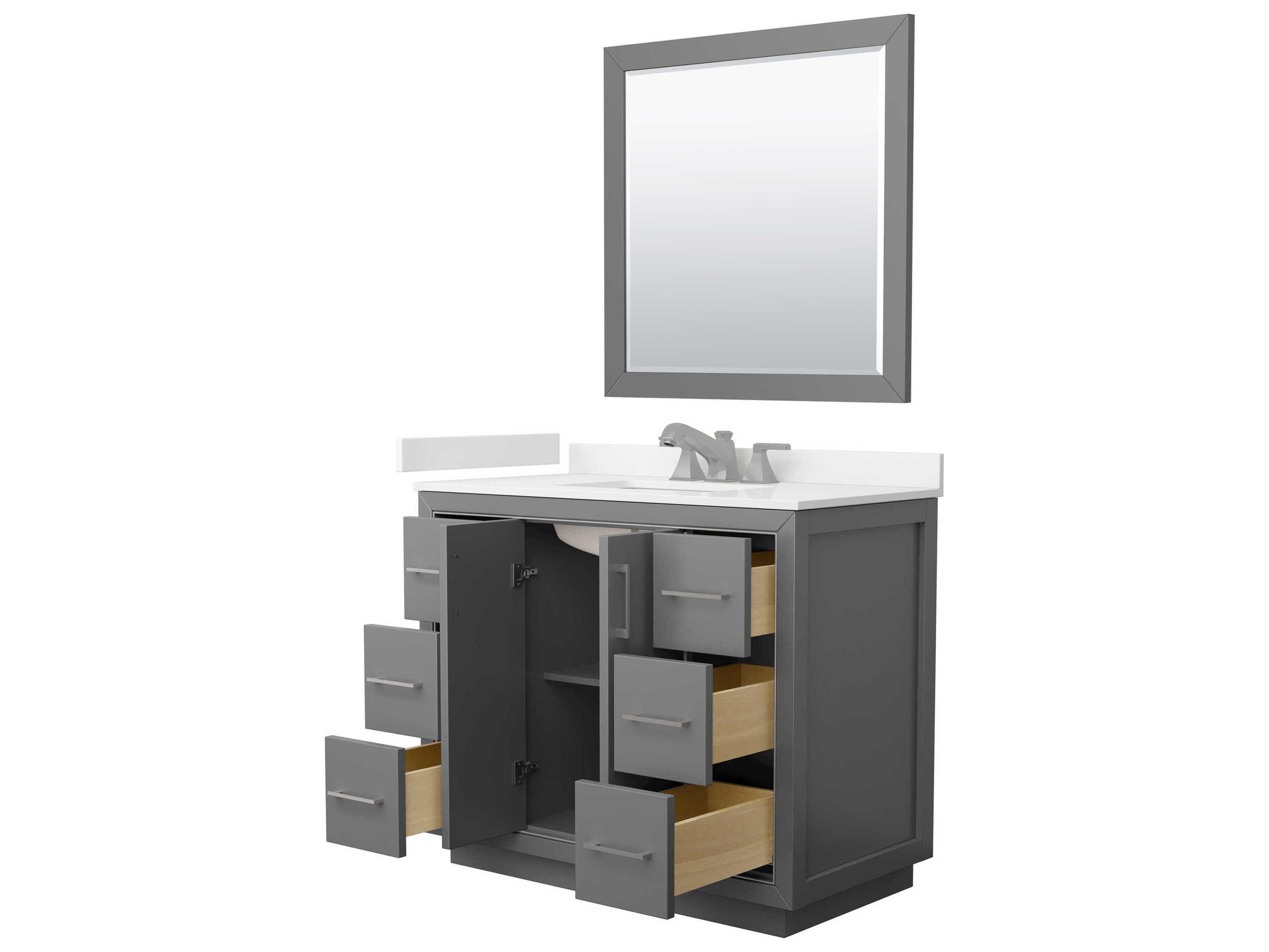 Wyndham Collection Icon 42" Dark Gray Vanity with 34" Mirror