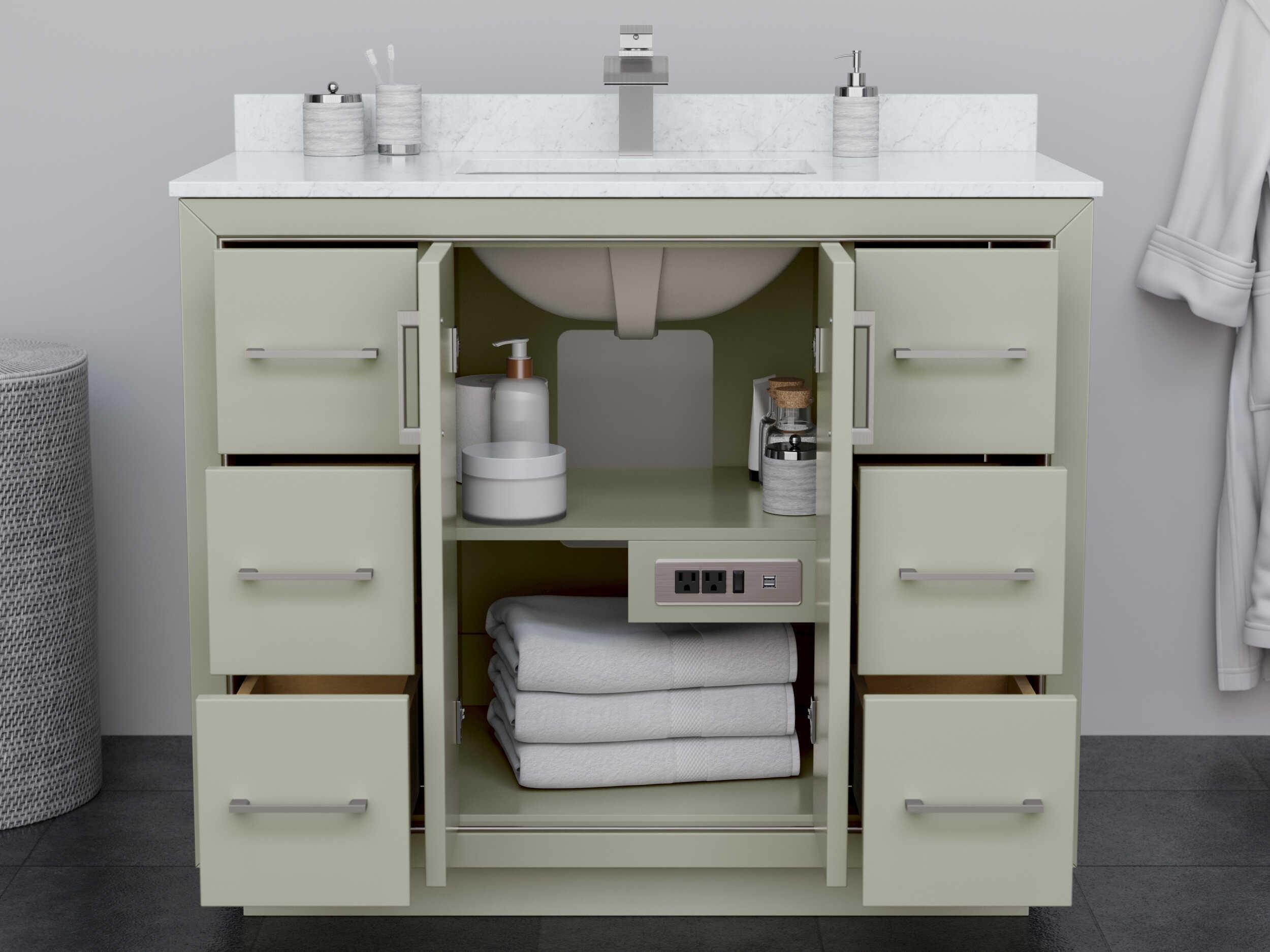 Wyndham Collection Icon 42" Light Green Vanity with 34" Mirror