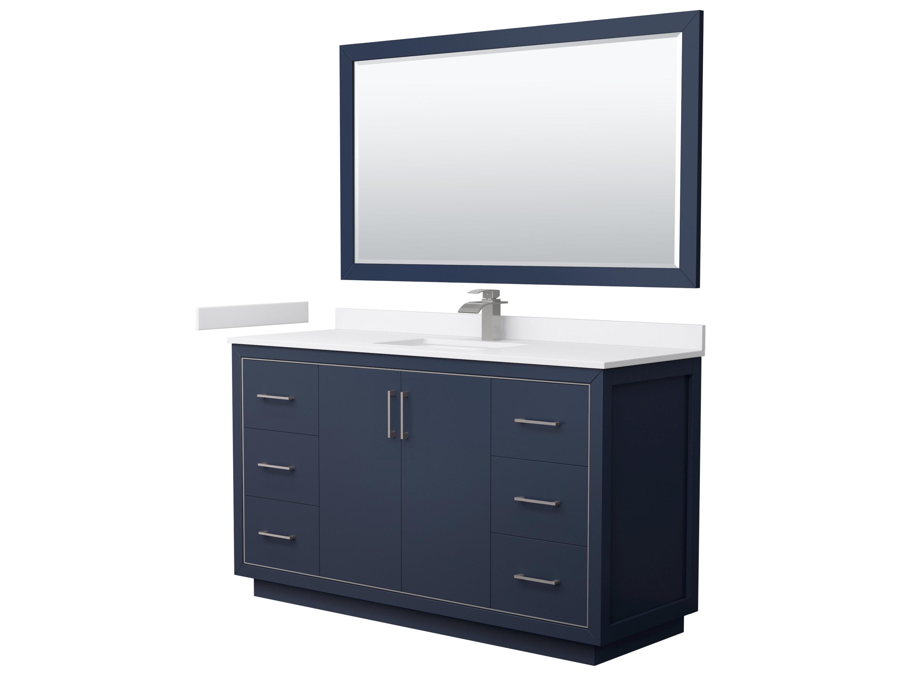 Wyndham Collection Icon 60" Dark Blue Vanity with 58" Mirror