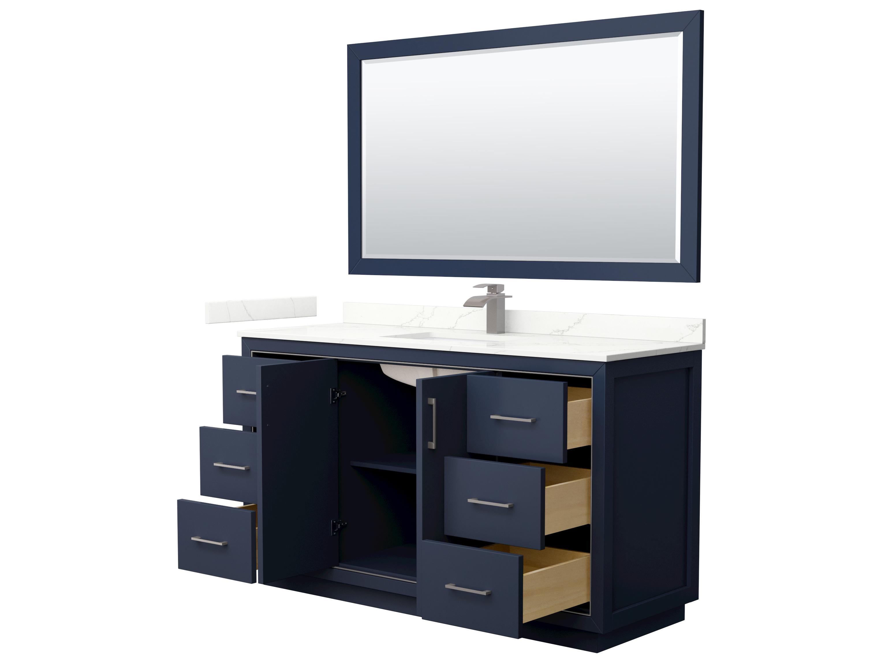 Wyndham Collection Icon 60" Dark Blue Vanity with 58" Mirror