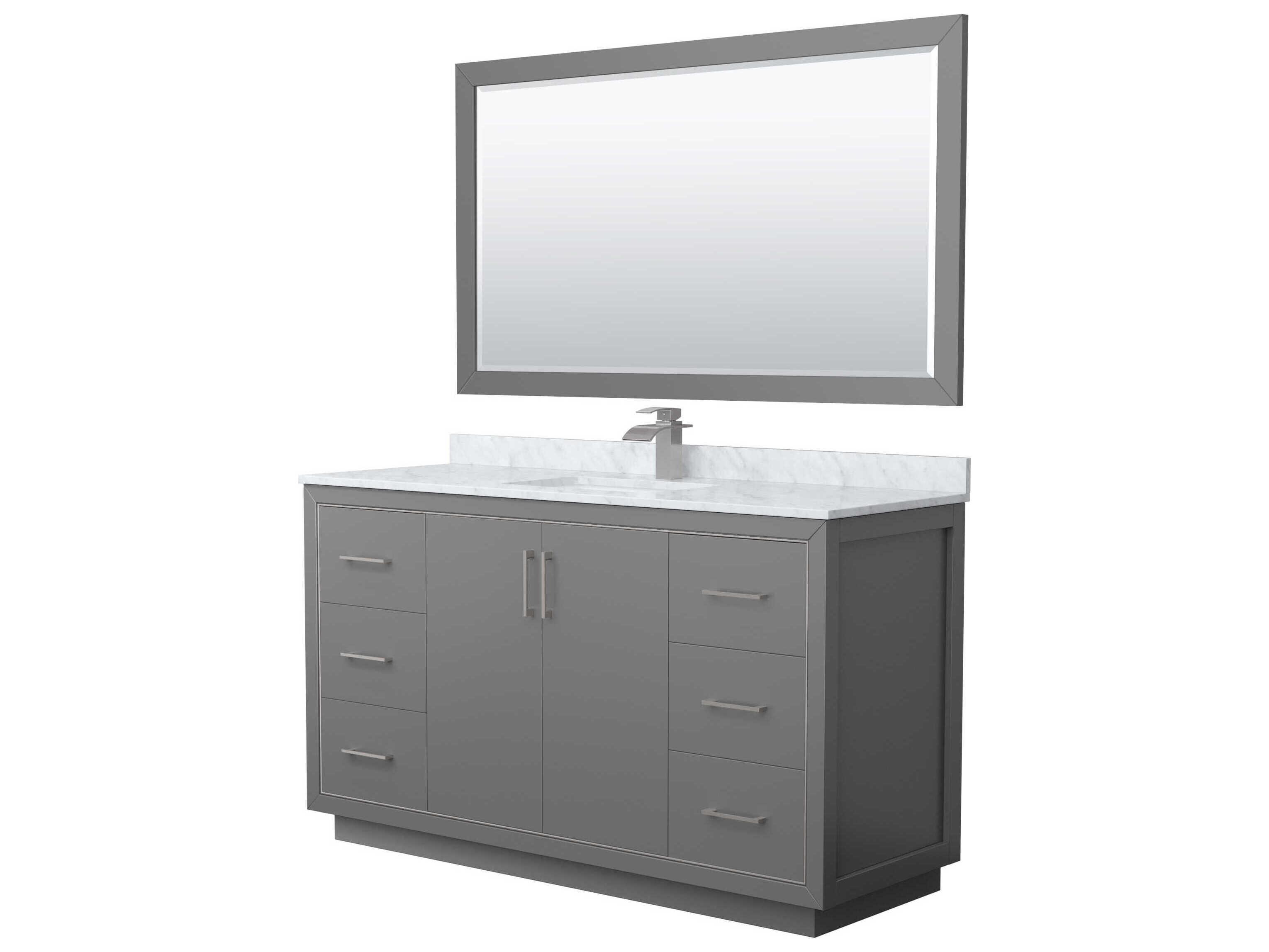 Wyndham Collection Icon 60" Dark Gray Vanity with 58" Mirror