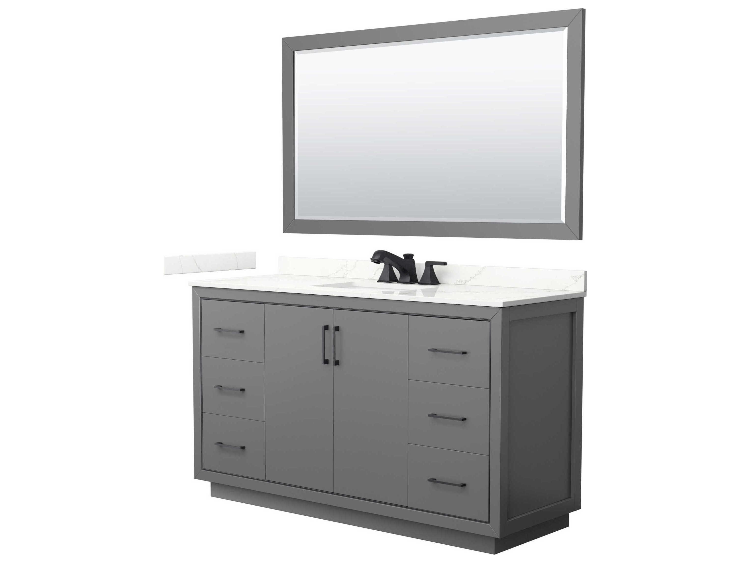 Wyndham Collection Icon 60" Dark Gray Vanity with 58" Mirror