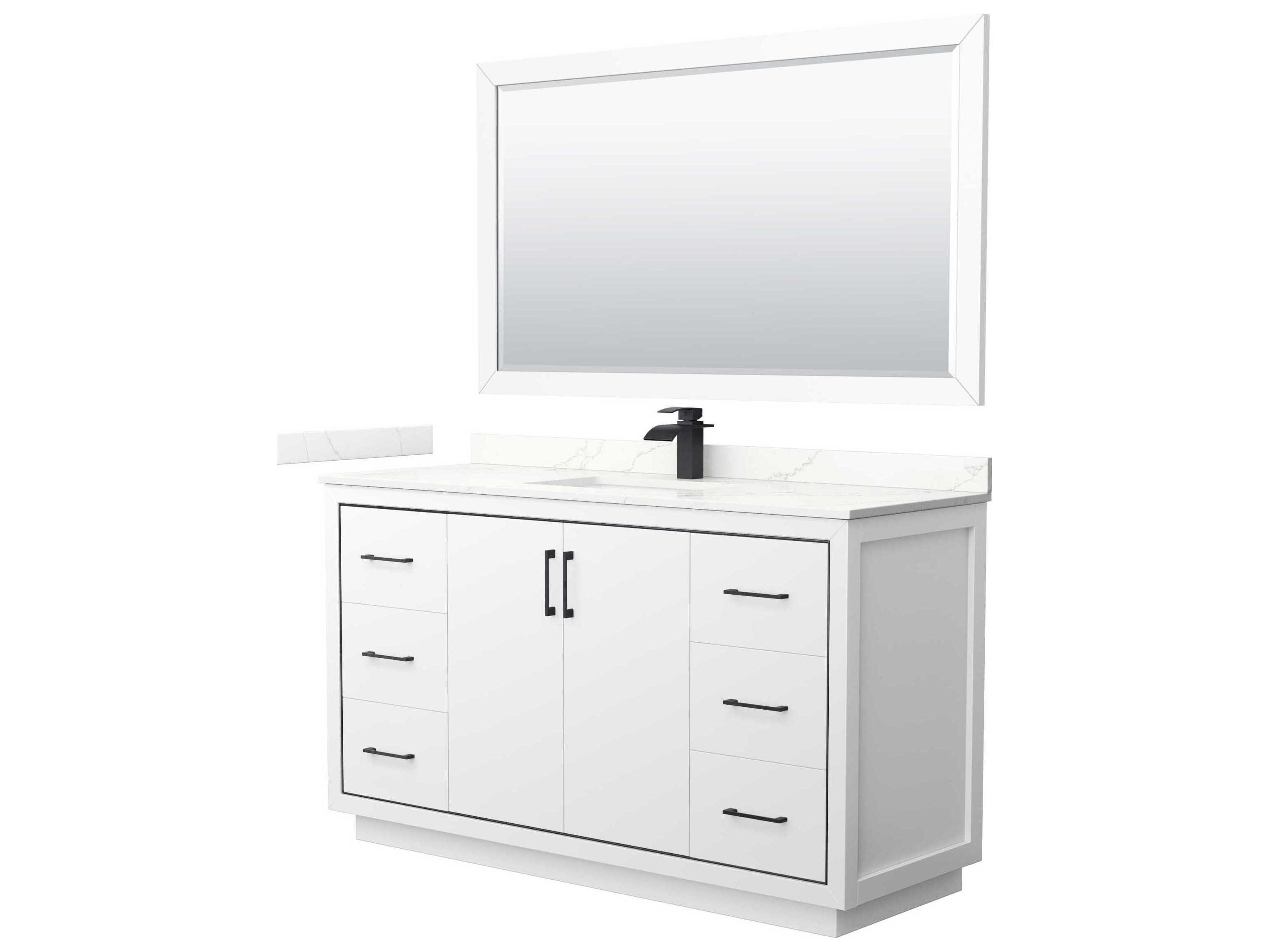Wyndham Collection Icon 60" White Vanity with 58" Mirror