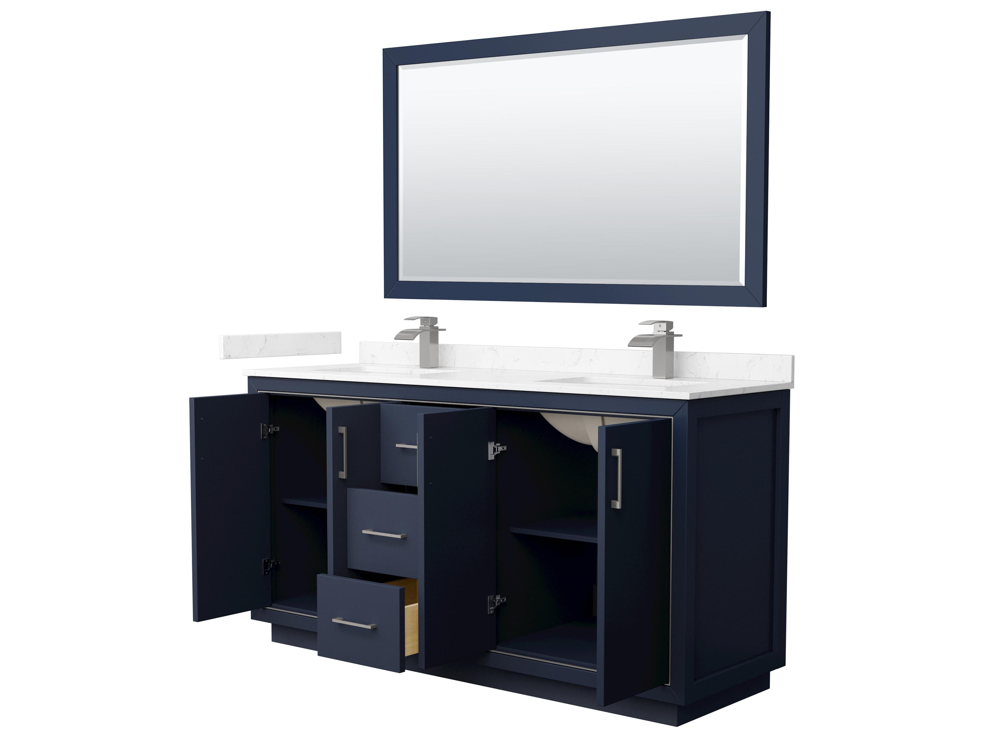 Wyndham Collection Icon 66" Dark Blue Vanity with 58" Mirror