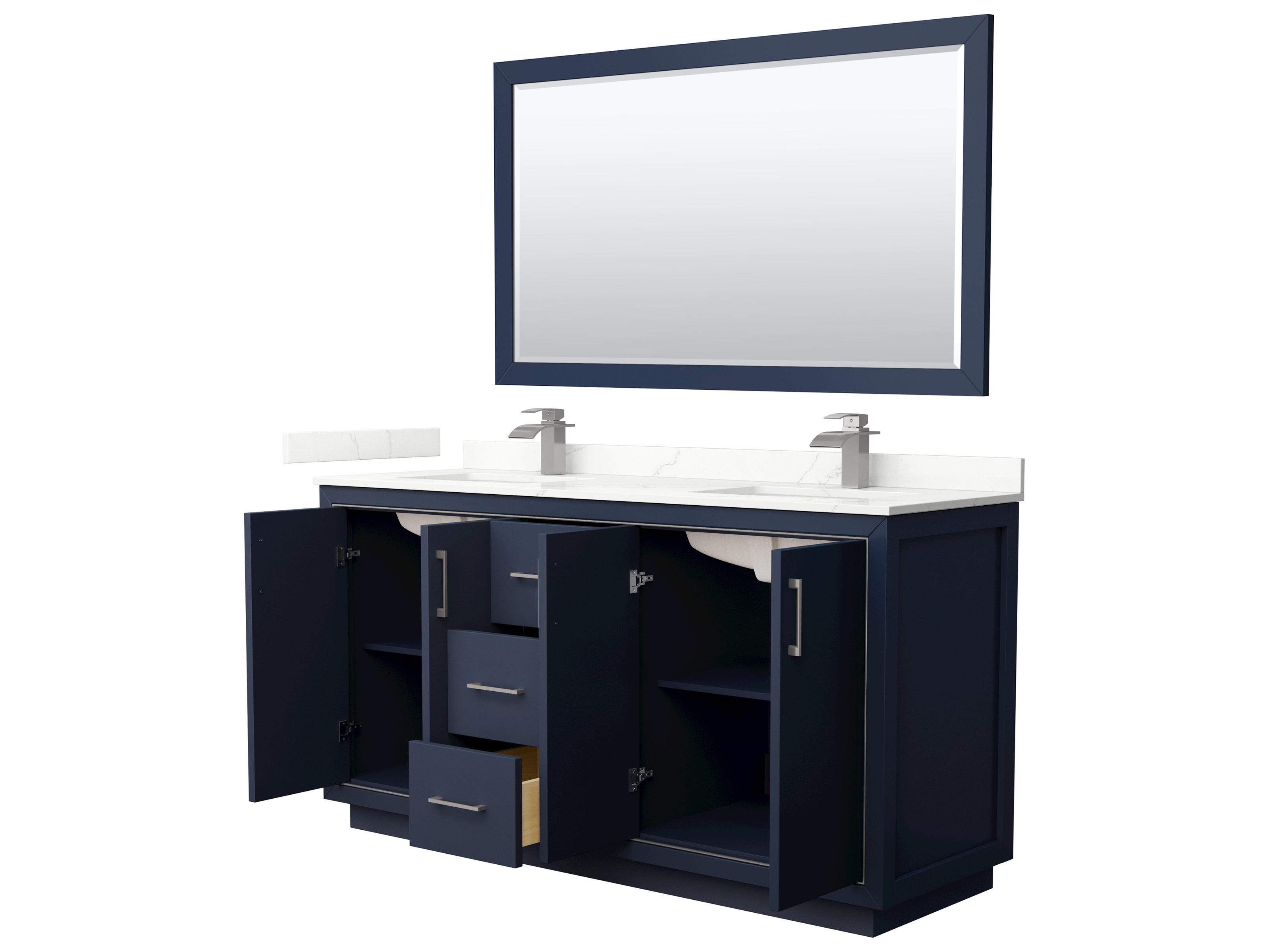 Wyndham Collection Icon 66" Dark Blue Vanity with 58" Mirror