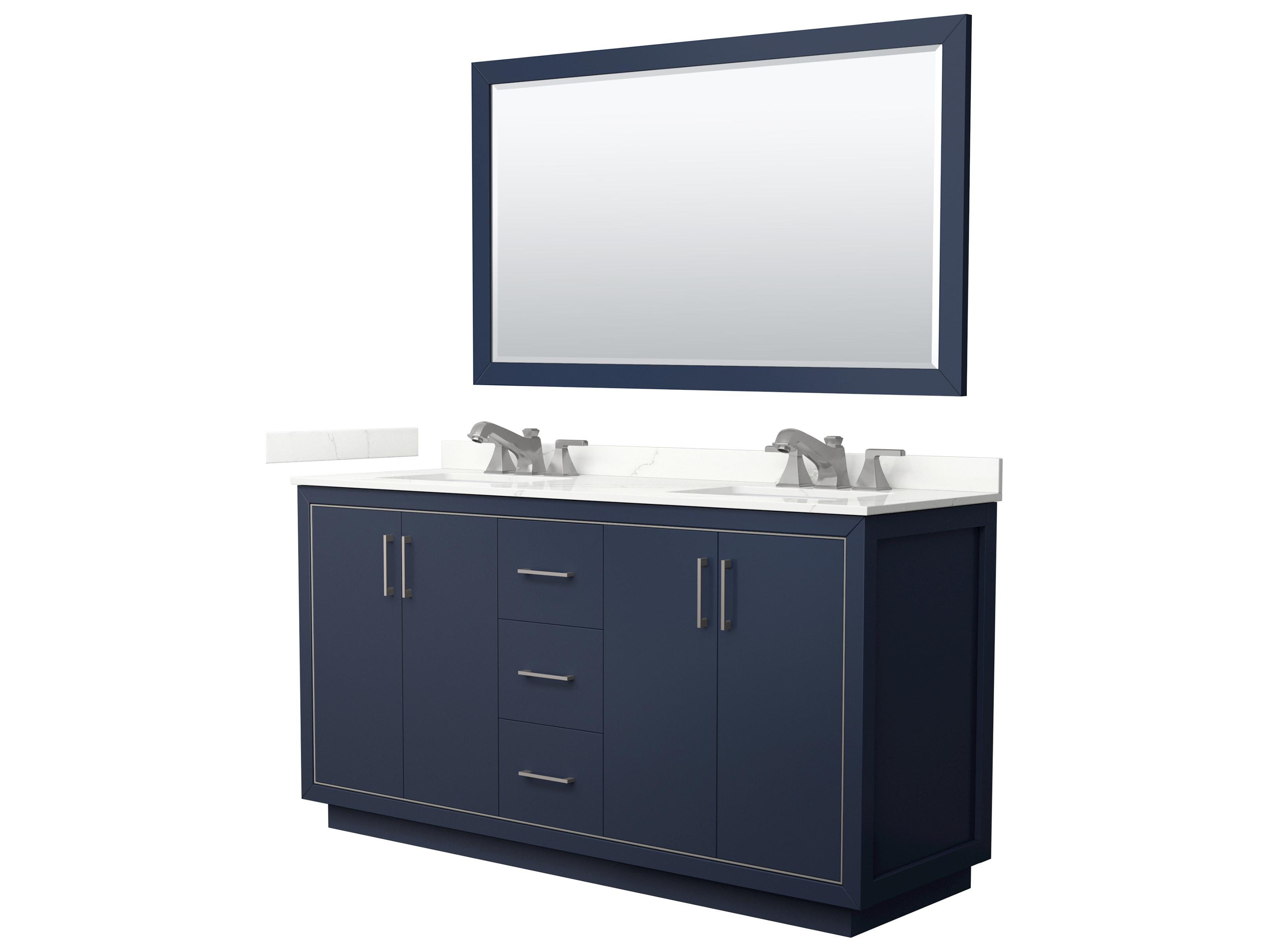 Wyndham Collection Icon 66" Dark Blue Vanity with 58" Mirror