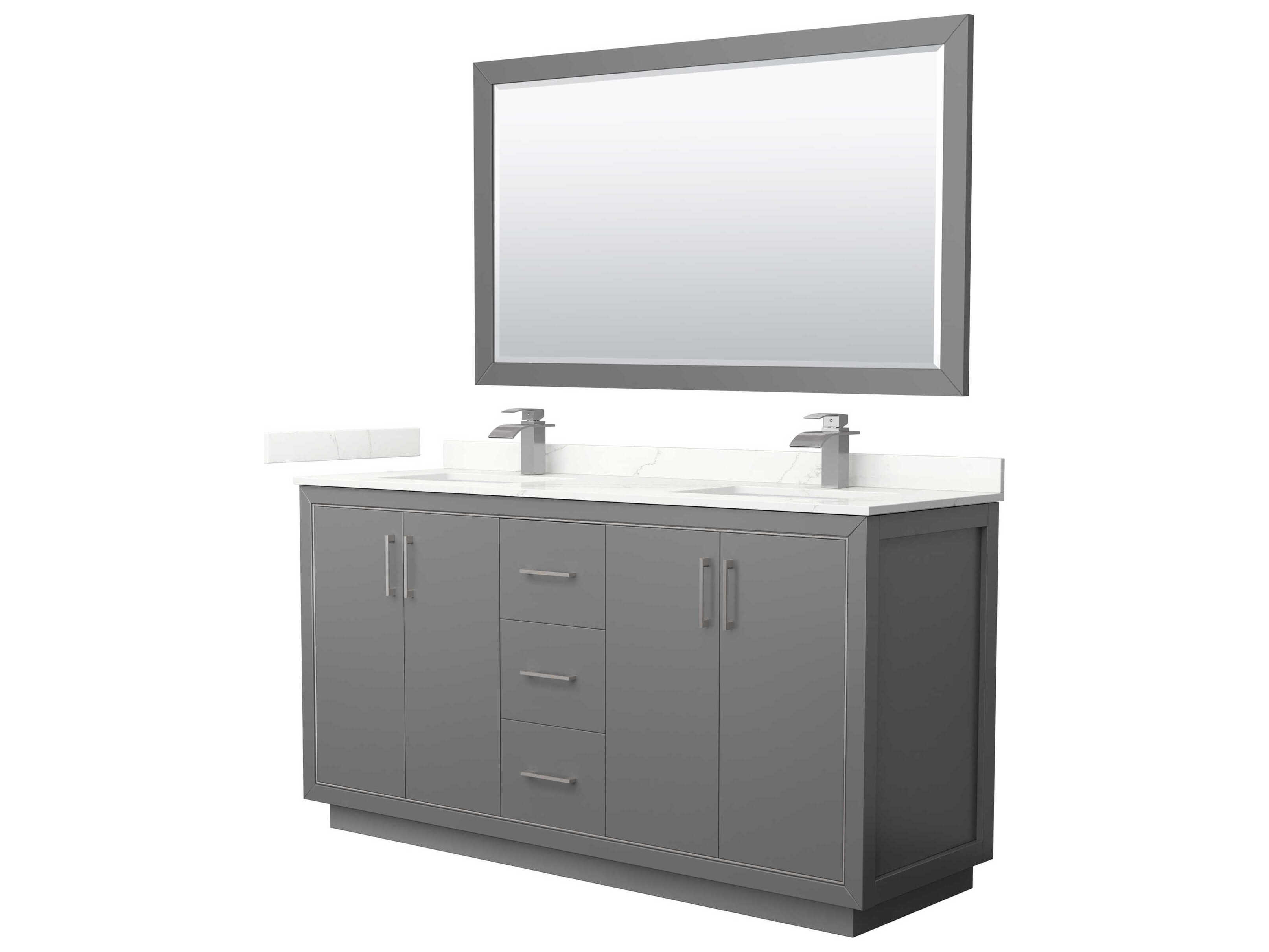 Wyndham Collection Icon 66" Dark Gray Vanity with 58" Mirror
