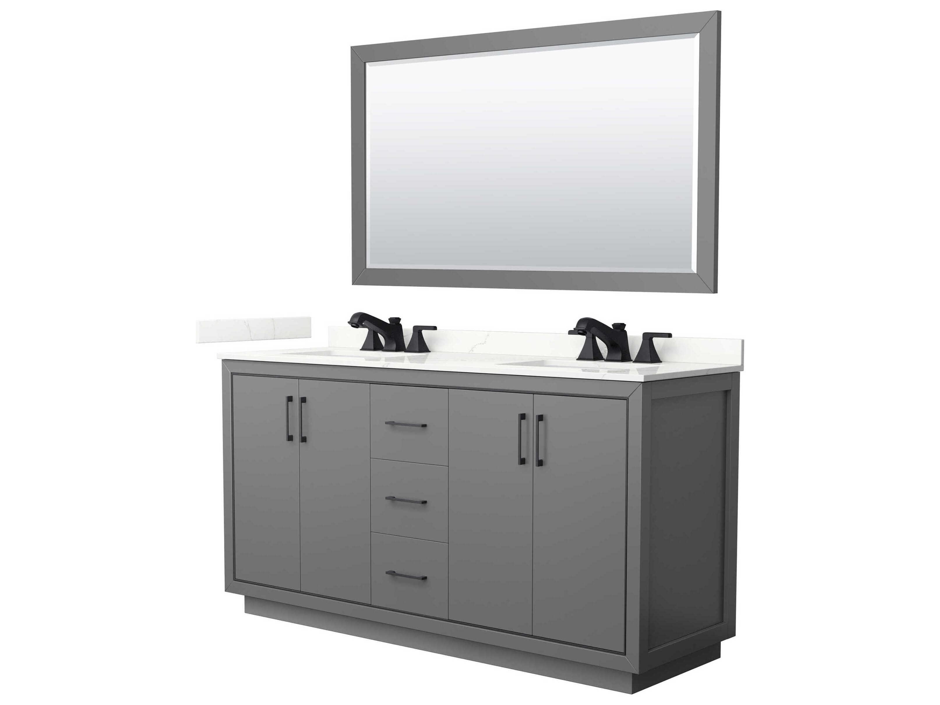 Wyndham Collection Icon 66" Dark Gray Vanity with 58" Mirror