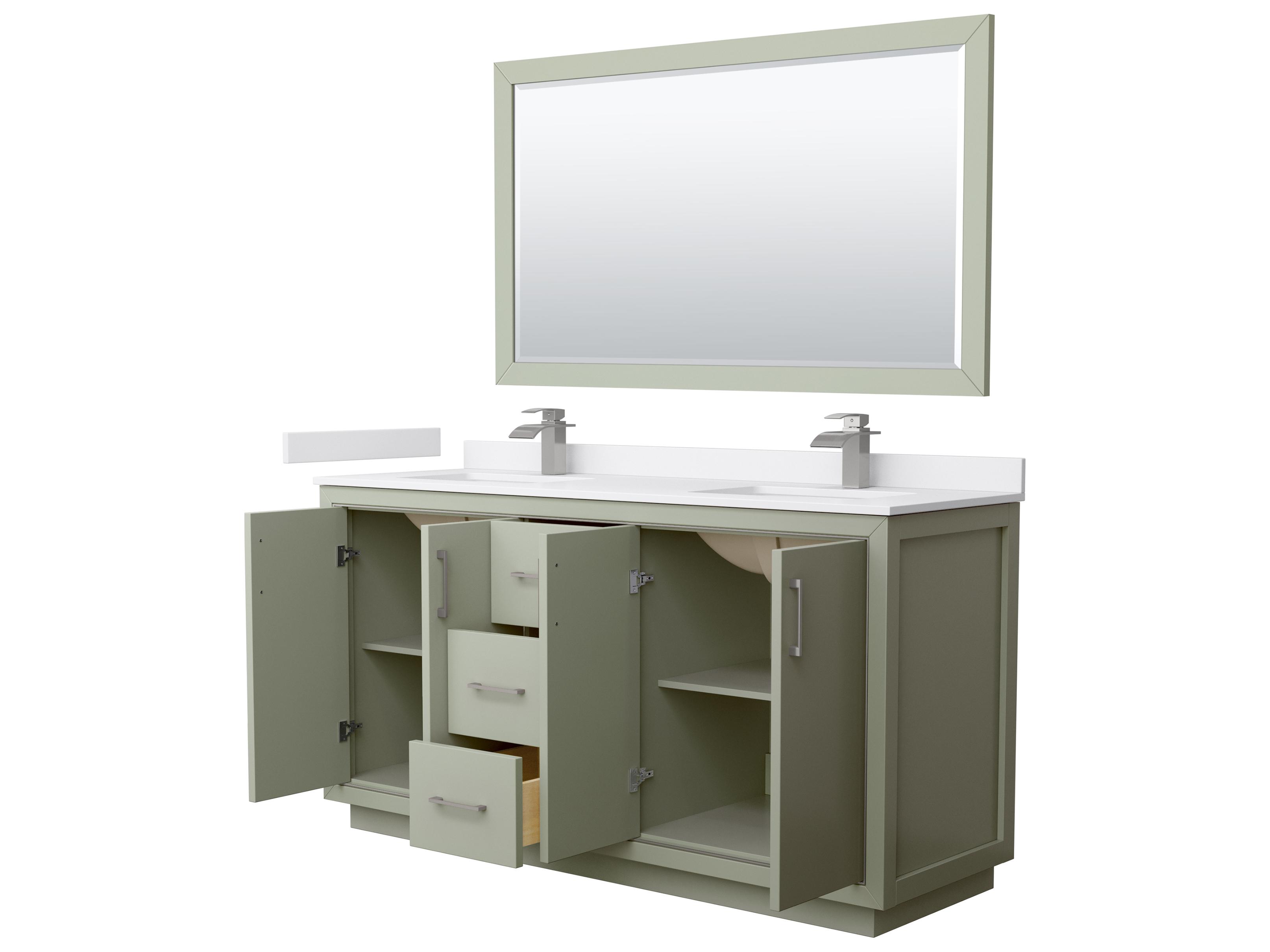 Wyndham Collection Icon 66" Light Green Vanity with 58" Mirror