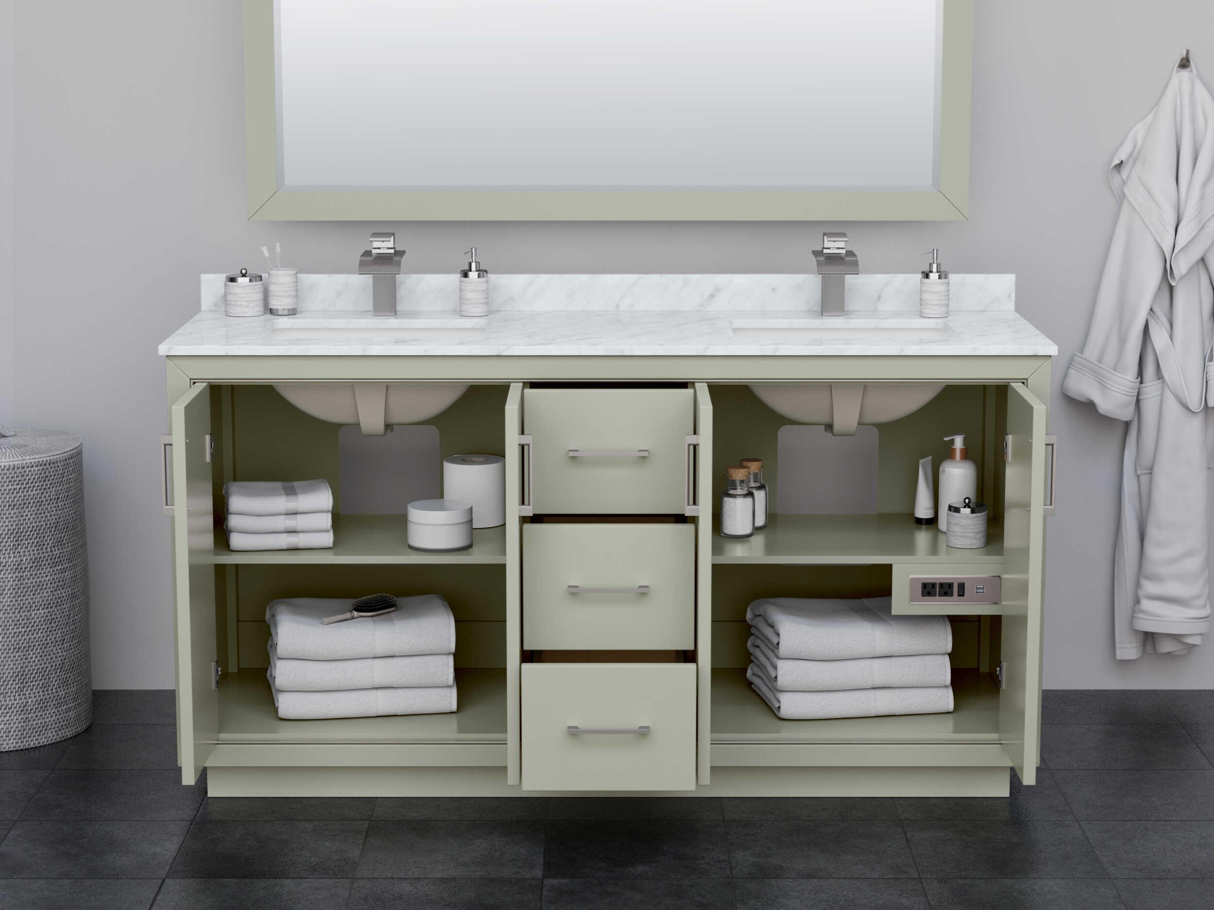 Wyndham Collection Icon 65" Light Green Vanity with 58" Mirror