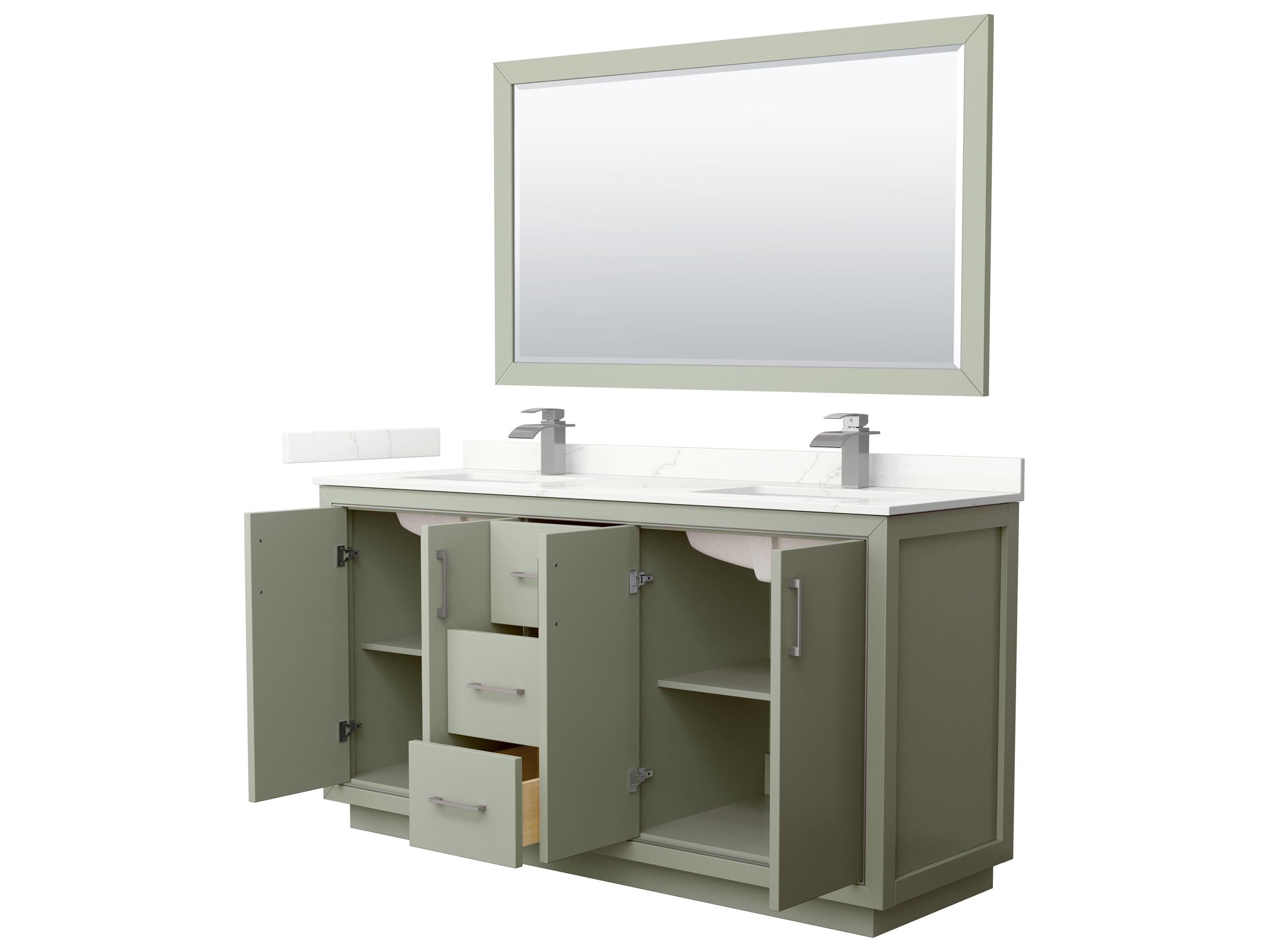 Wyndham Collection Icon 66" Light Green Vanity with 58" Mirror