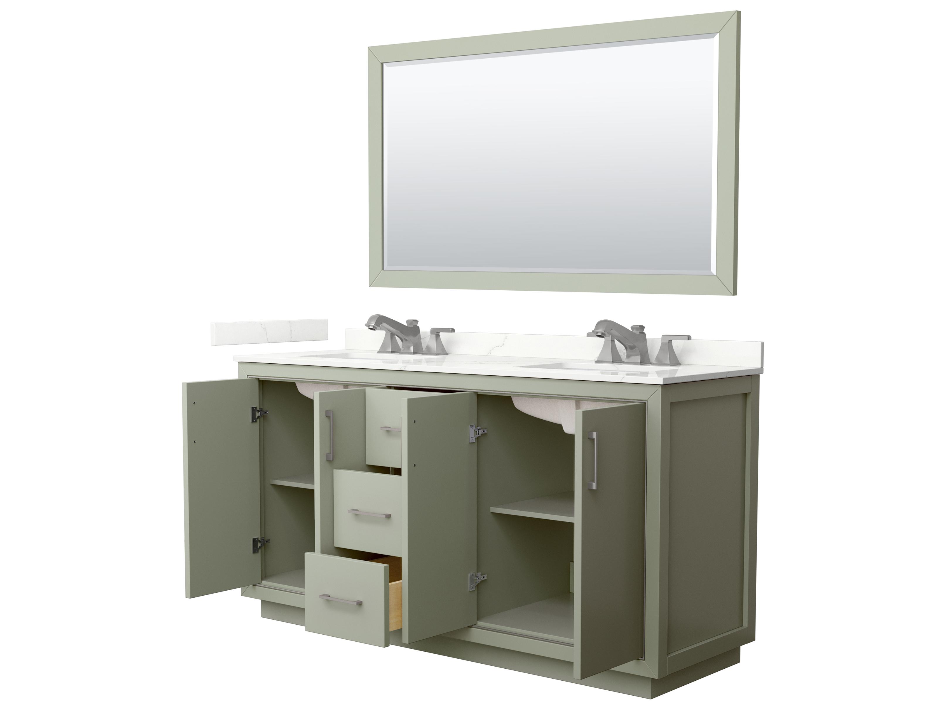 Wyndham Collection Icon 66" Light Green Vanity with 58" Mirror