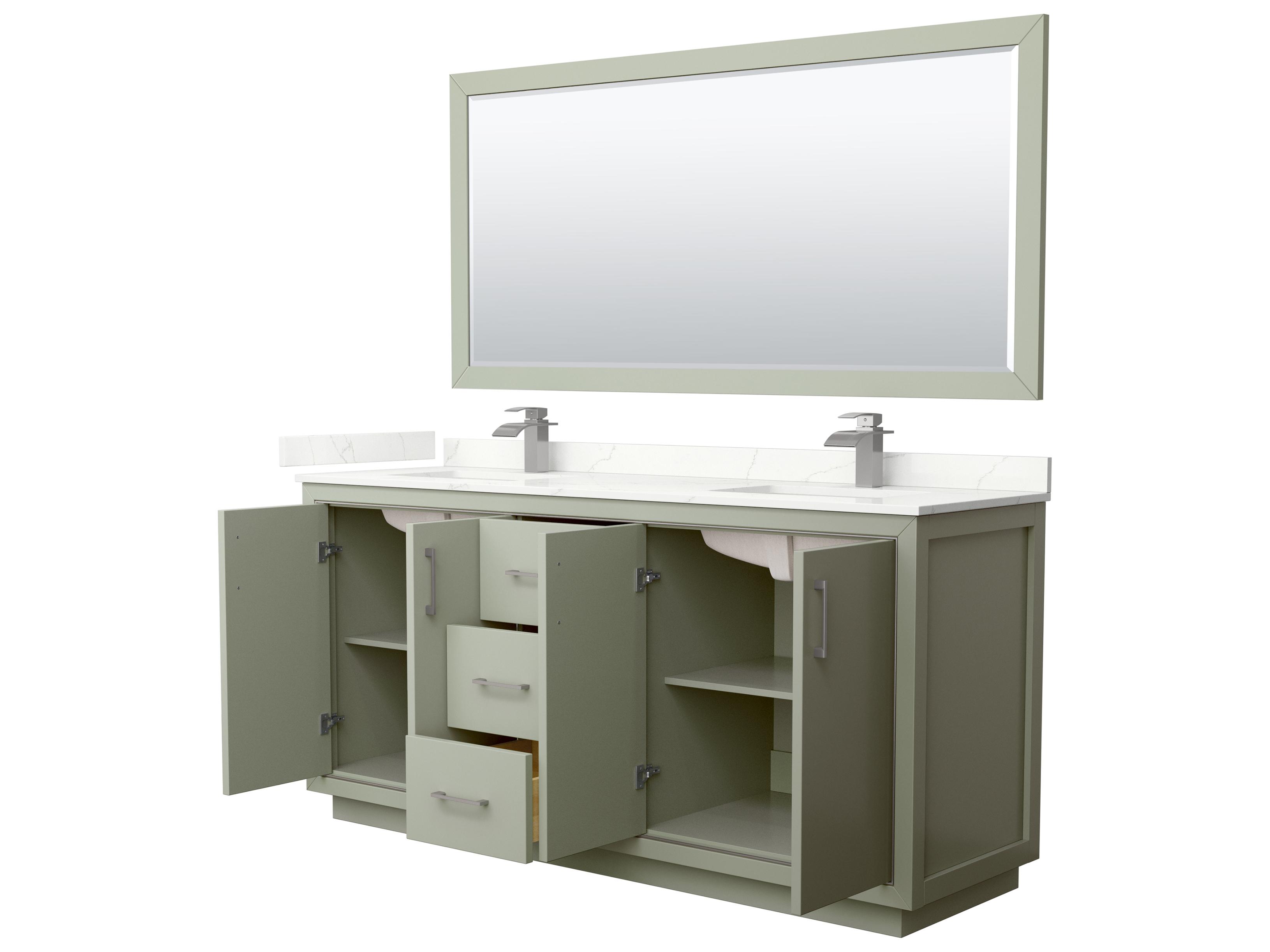 Wyndham Collection Icon 72" Light Green Vanity with 70" Mirror
