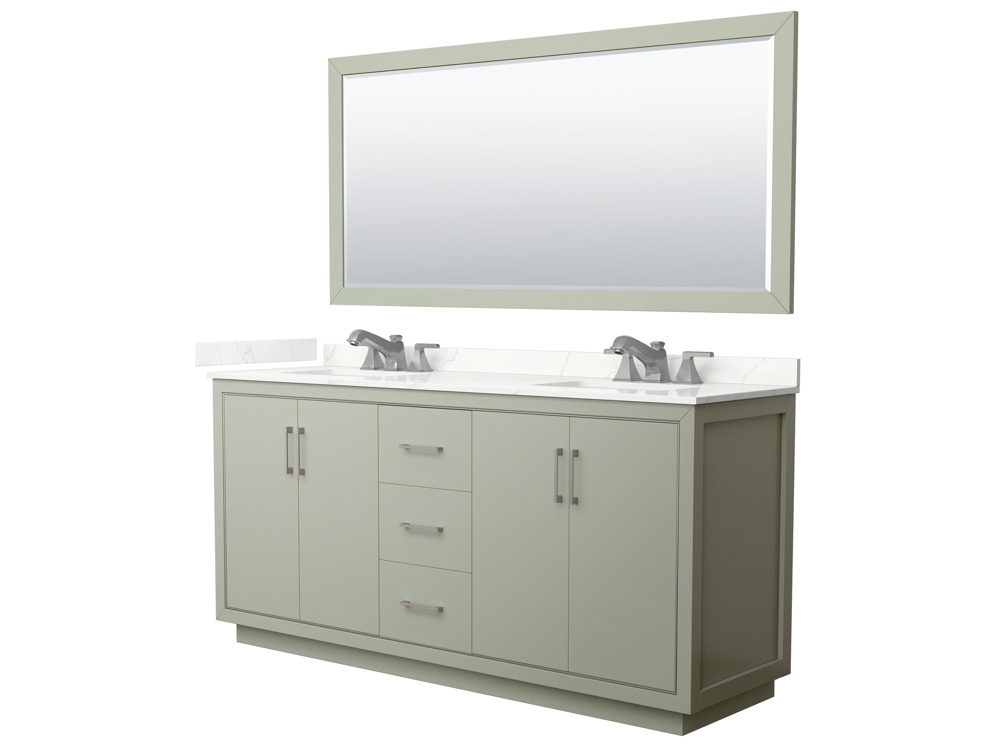 Wyndham Collection Icon 72" Light Green Vanity with 70" Mirror