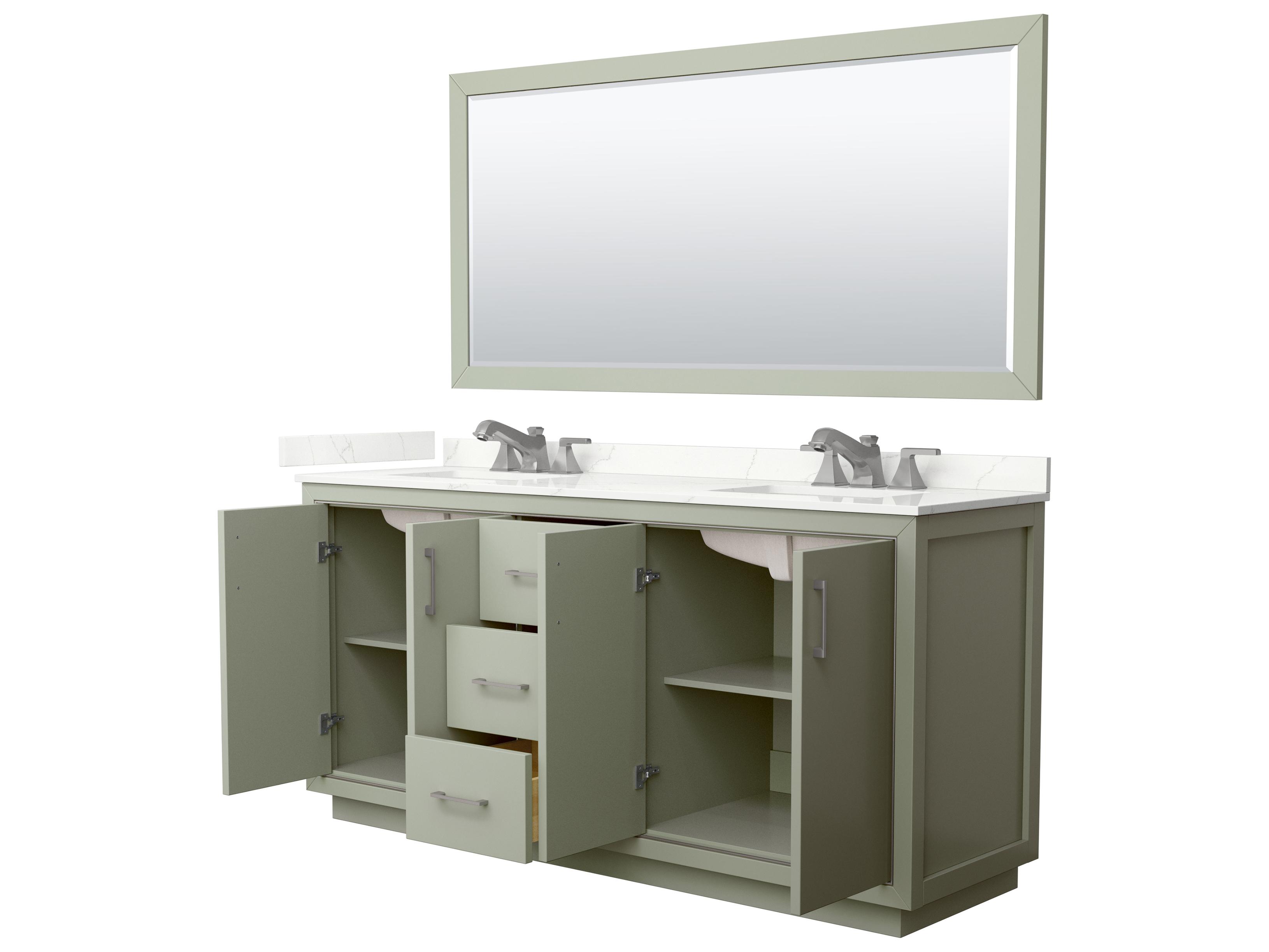 Wyndham Collection Icon 72" Light Green Vanity with 70" Mirror