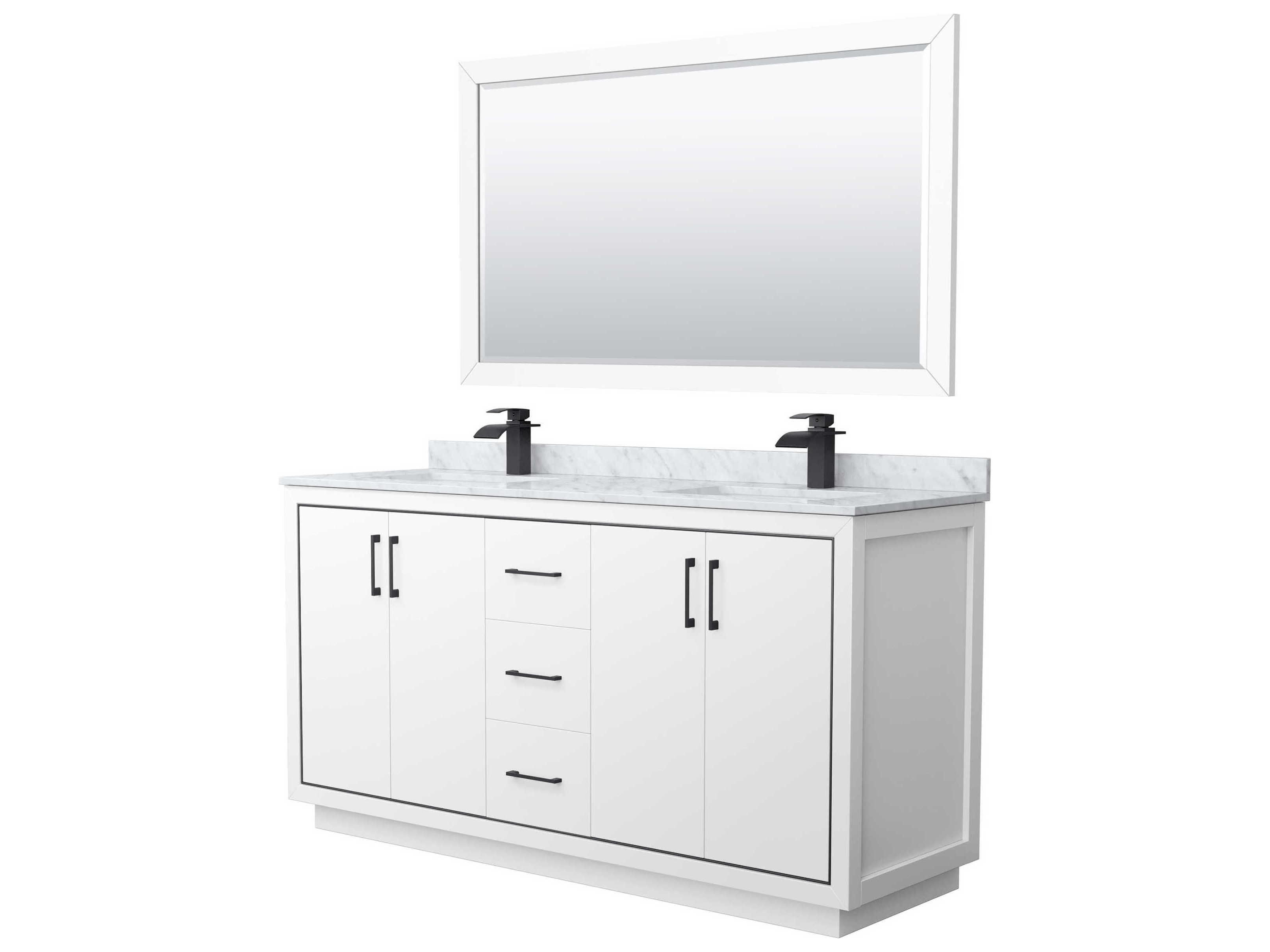 Wyndham Collection Icon 66" White Vanity with 58" Mirror
