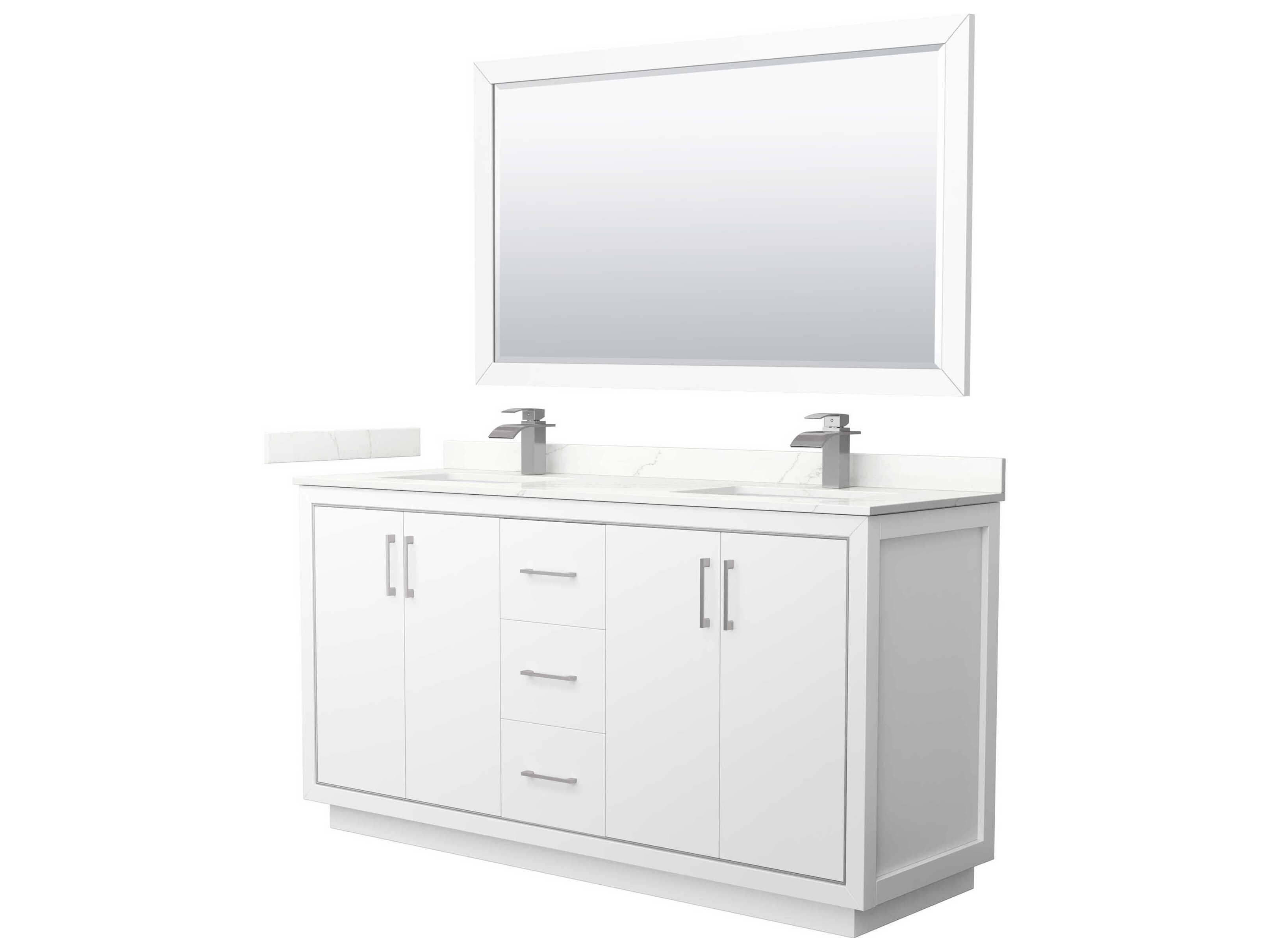 Wyndham Collection Icon 66" White Vanity with 58" Mirror