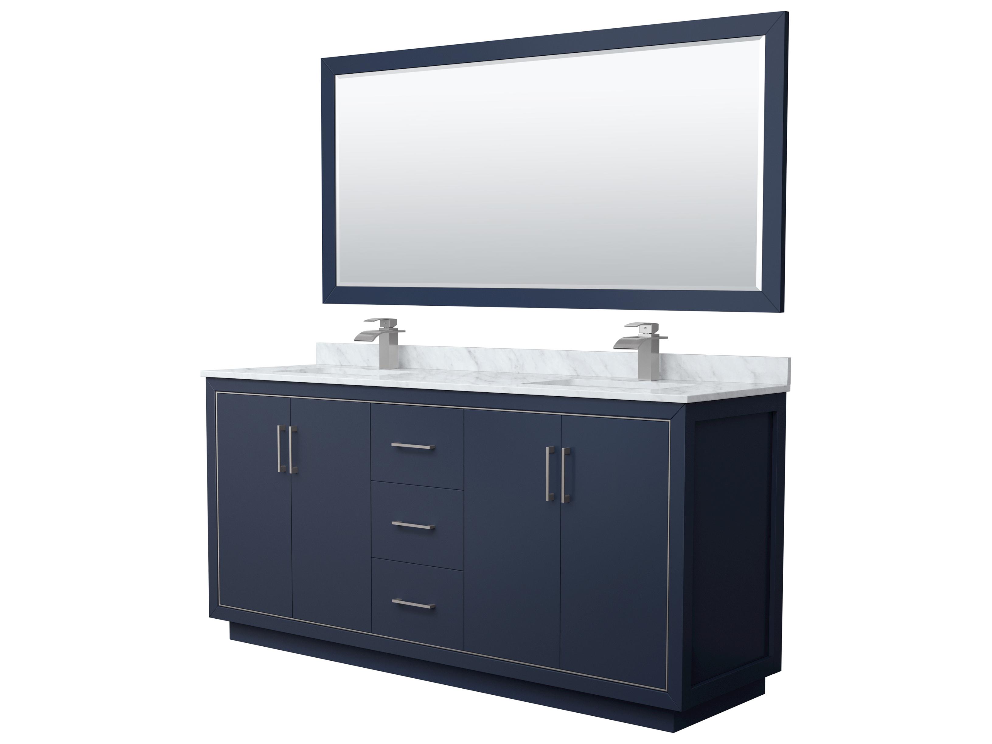Wyndham Collection Icon 72" Dark Blue Vanity with 70" Mirror
