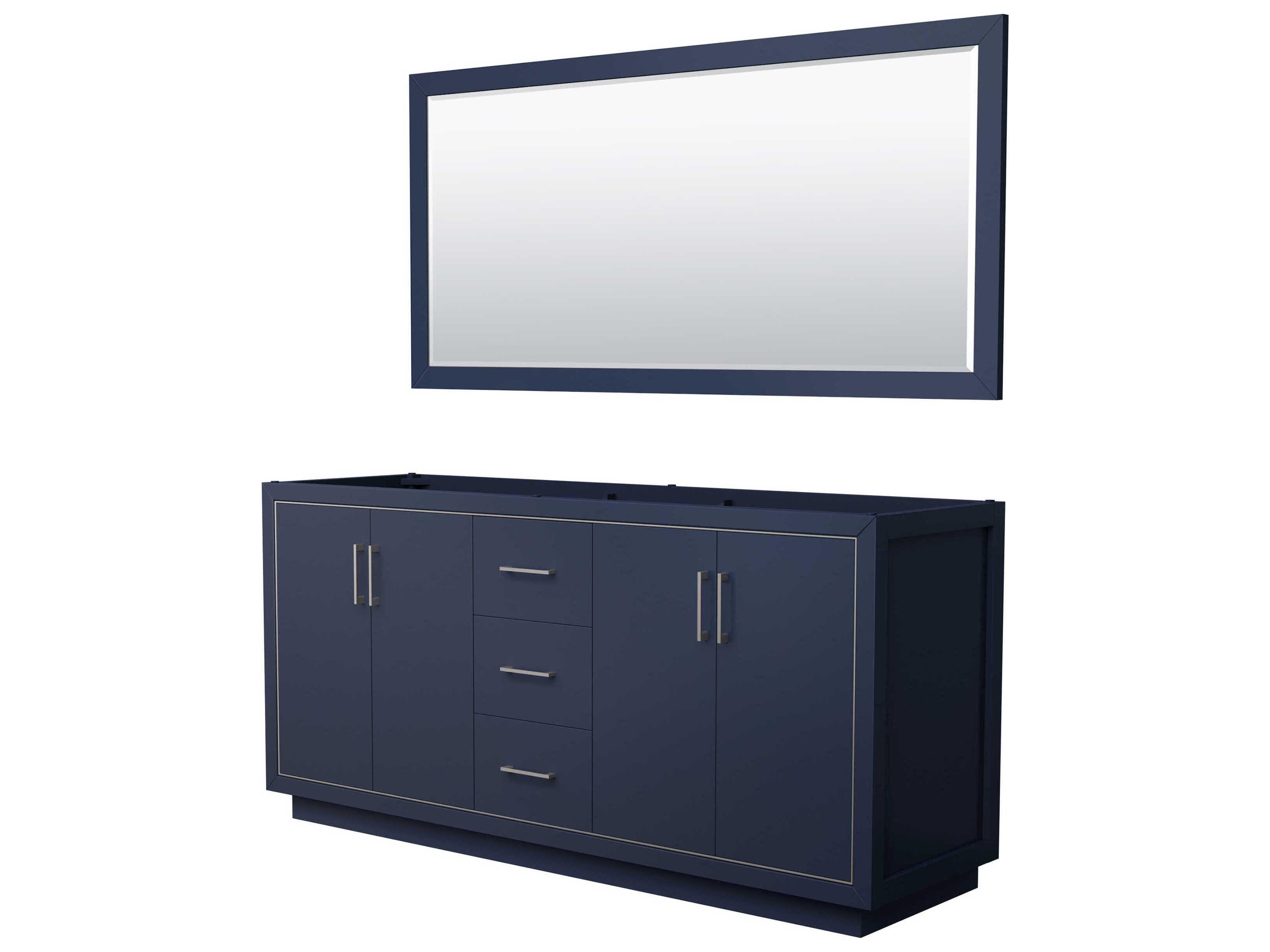 Wyndham Collection Icon 71" Dark Blue Vanity with 70" Mirror