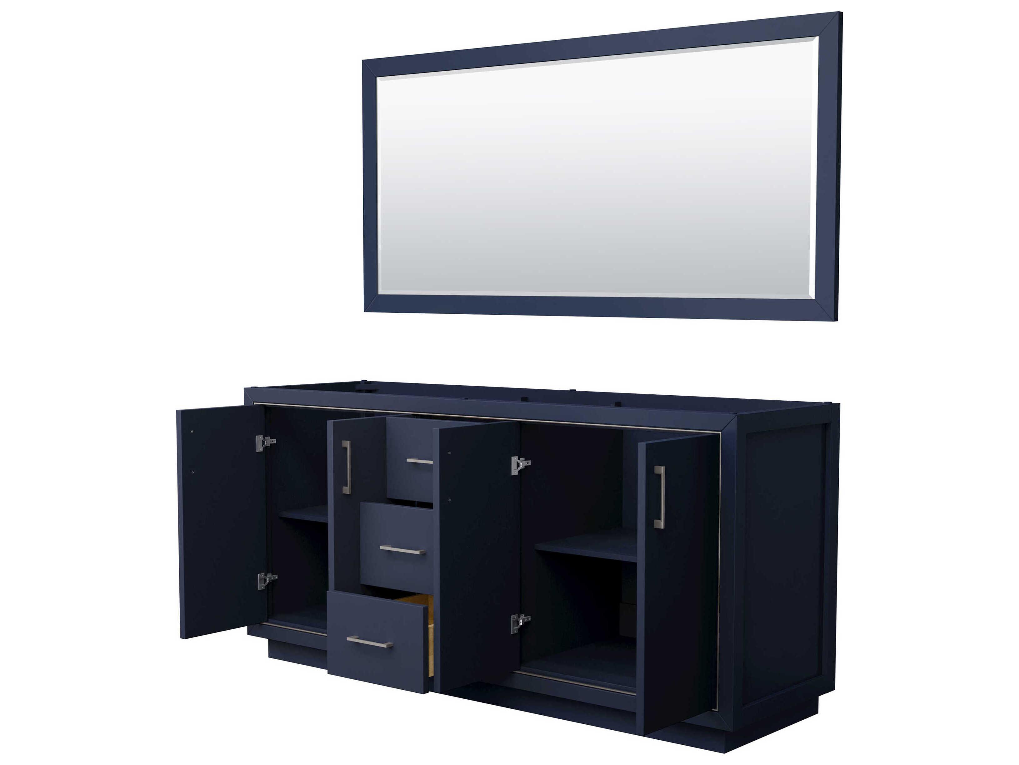 Wyndham Collection Icon 71" Dark Blue Vanity with 70" Mirror